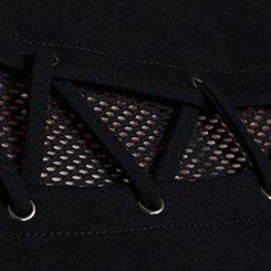 Nightfall Fishnet and Lacing Baby Tee, DEEP BLACK, swatch