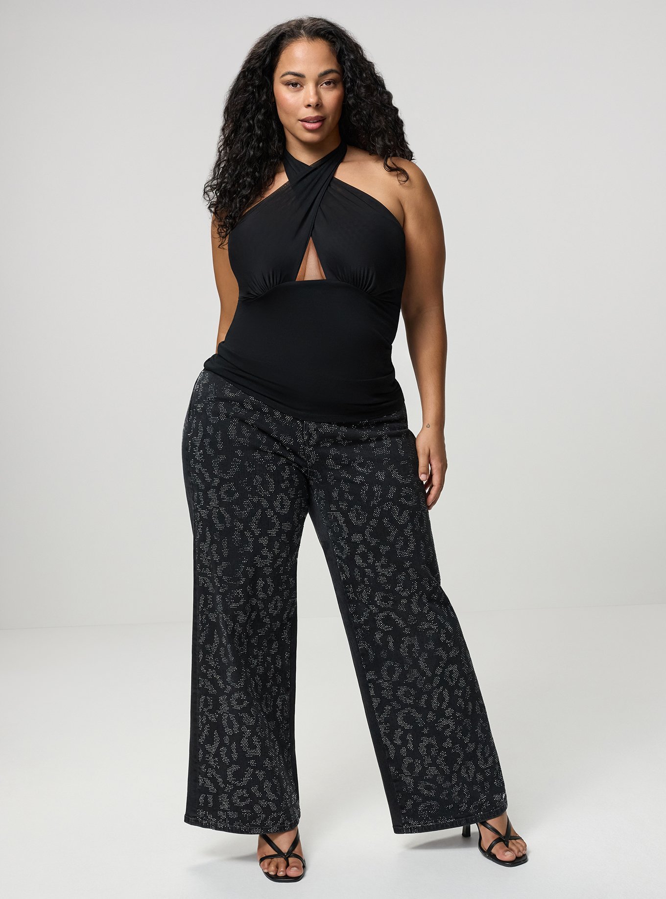 High-Rise Wide-Leg Jean, BLACK WASH LEOPARD RHINESTONE, alternate