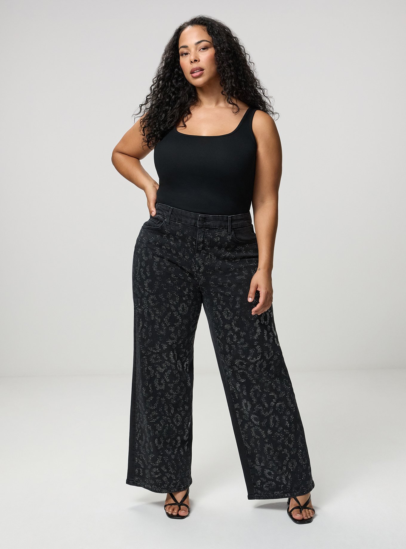 High-Rise Wide-Leg Jean, BLACK WASH LEOPARD RHINESTONE, hi-res