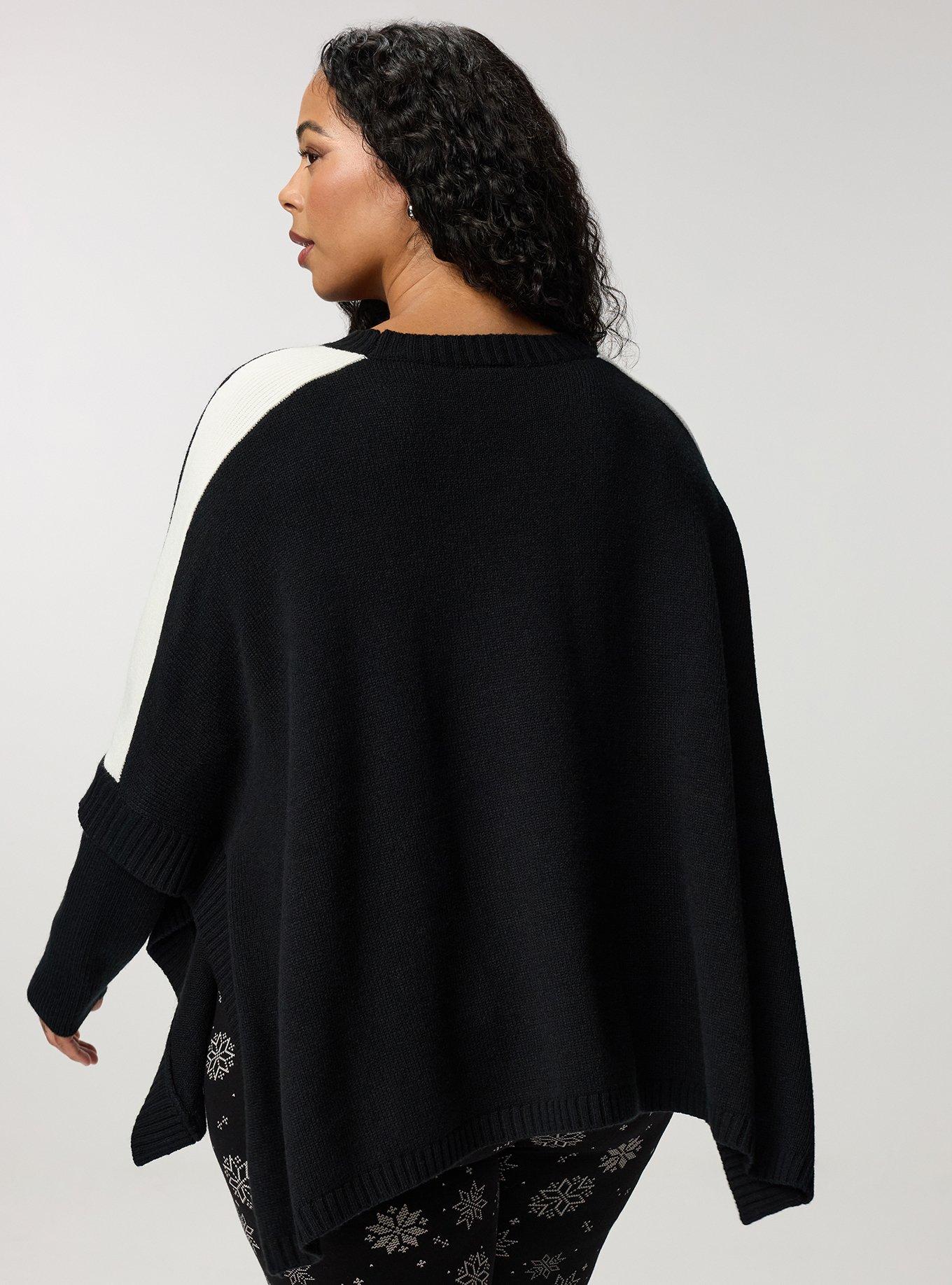 Poncho Pullover Sweater, DEEP BLACK, alternate