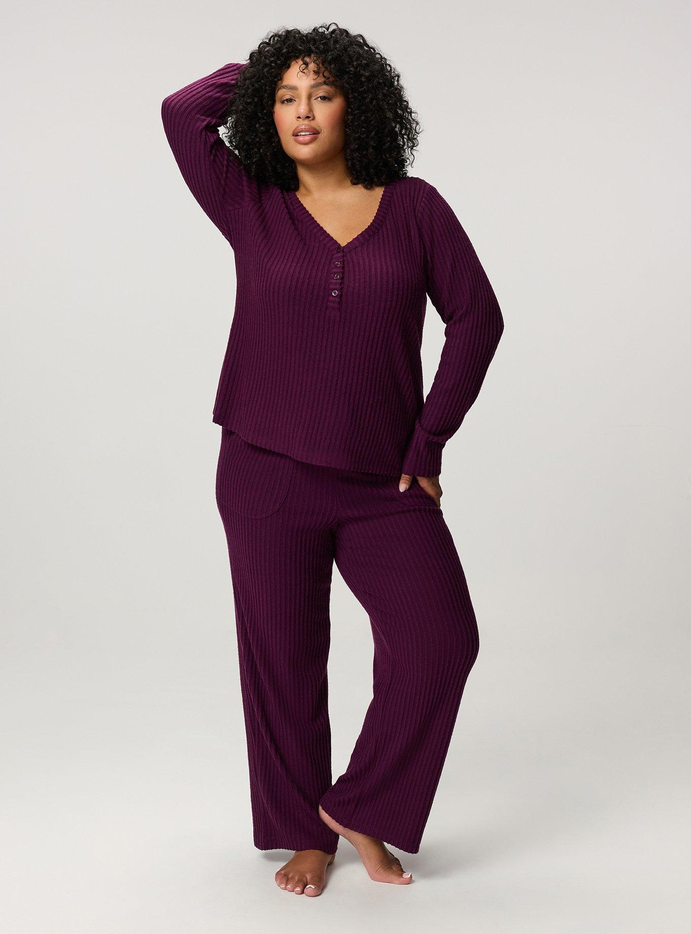 Super Soft Plush Rib Henley Lounge Top, WINTER BLOOM, alternate