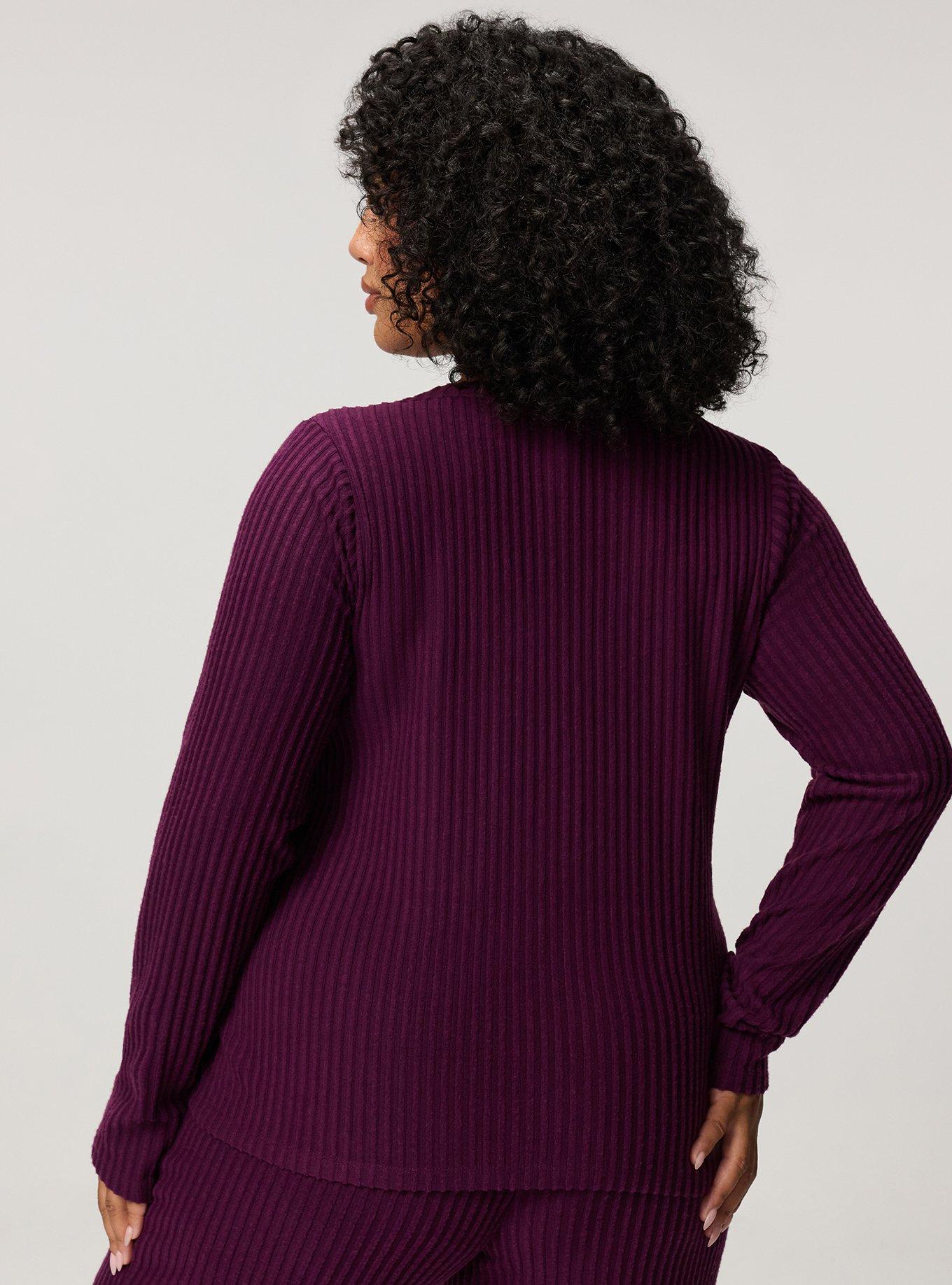 Super Soft Plush Rib Henley Lounge Top, WINTER BLOOM, alternate