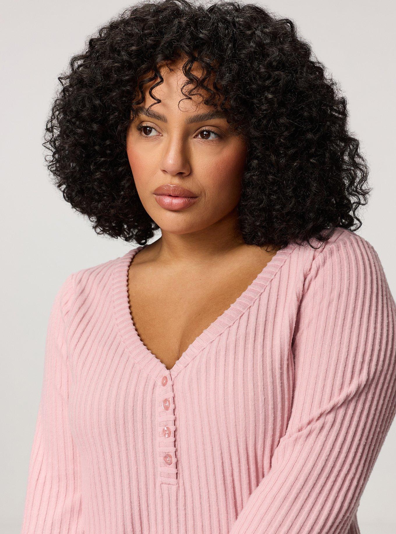 Super Soft Plush Rib Henley Lounge Top, ZEPHYR, alternate