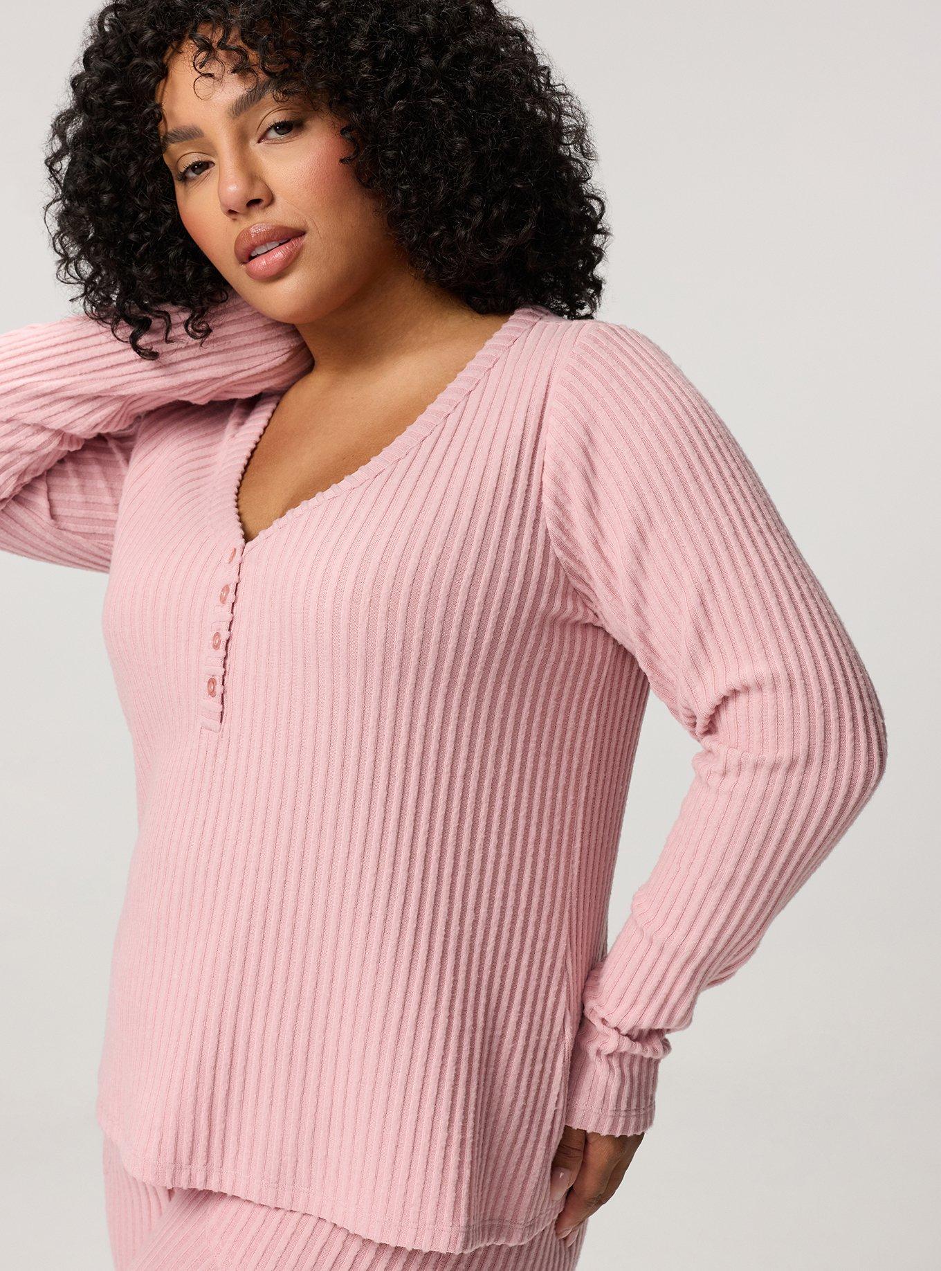 Super Soft Plush Rib Henley Lounge Top, ZEPHYR, alternate