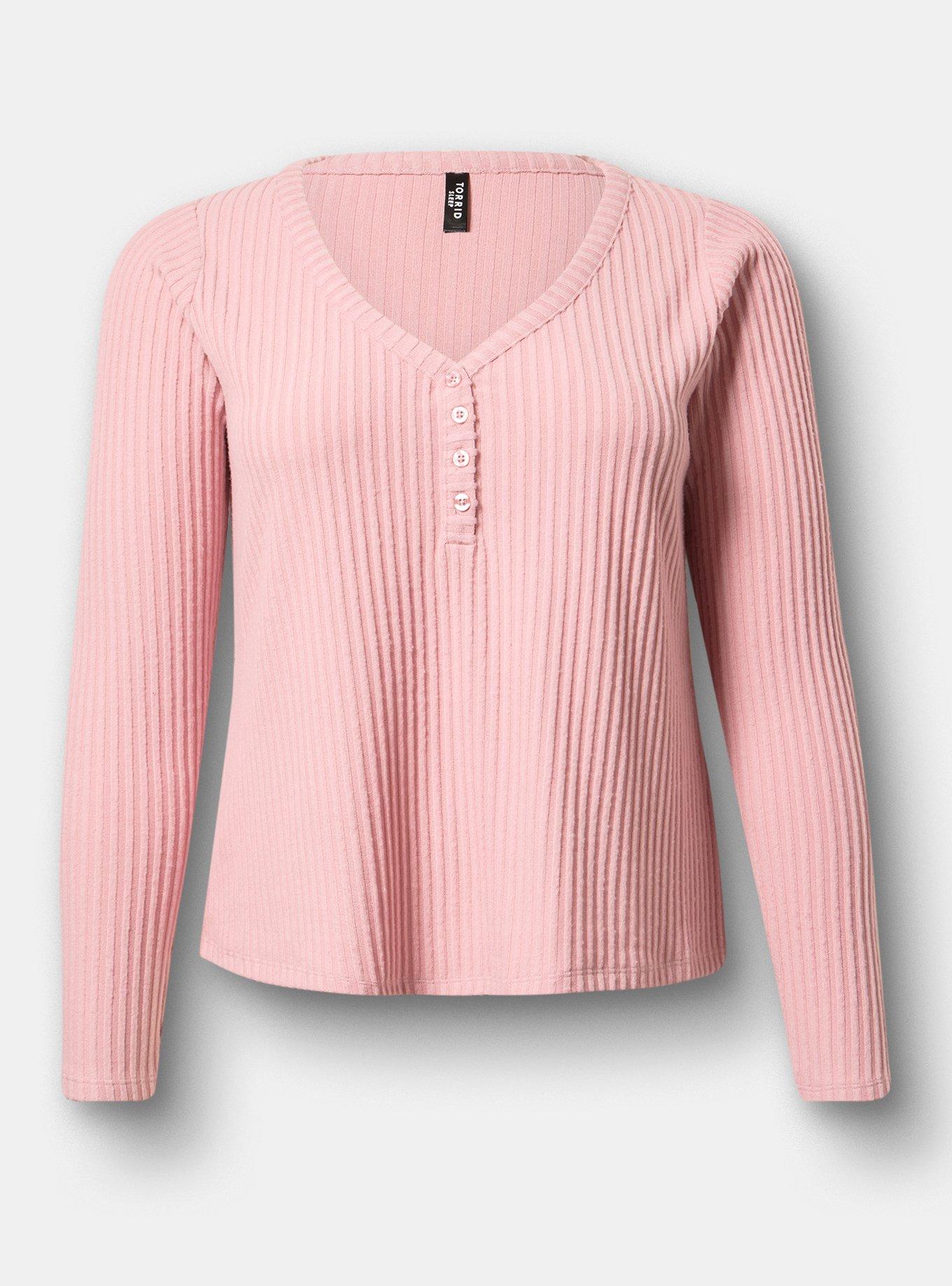 Super Soft Plush Rib Henley Lounge Top, ZEPHYR, flat