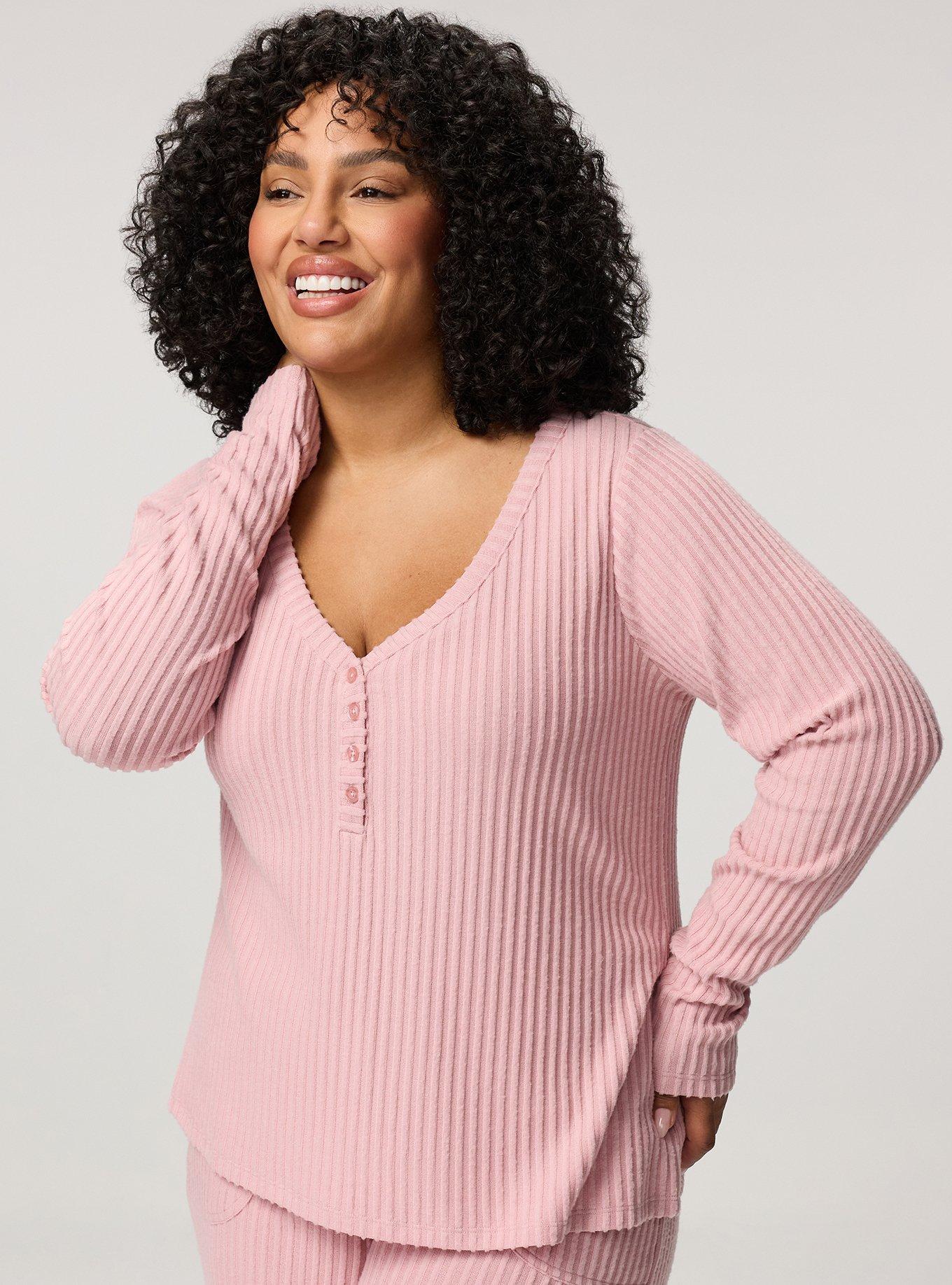Super Soft Plush Rib Henley Lounge Top, ZEPHYR, hi-res