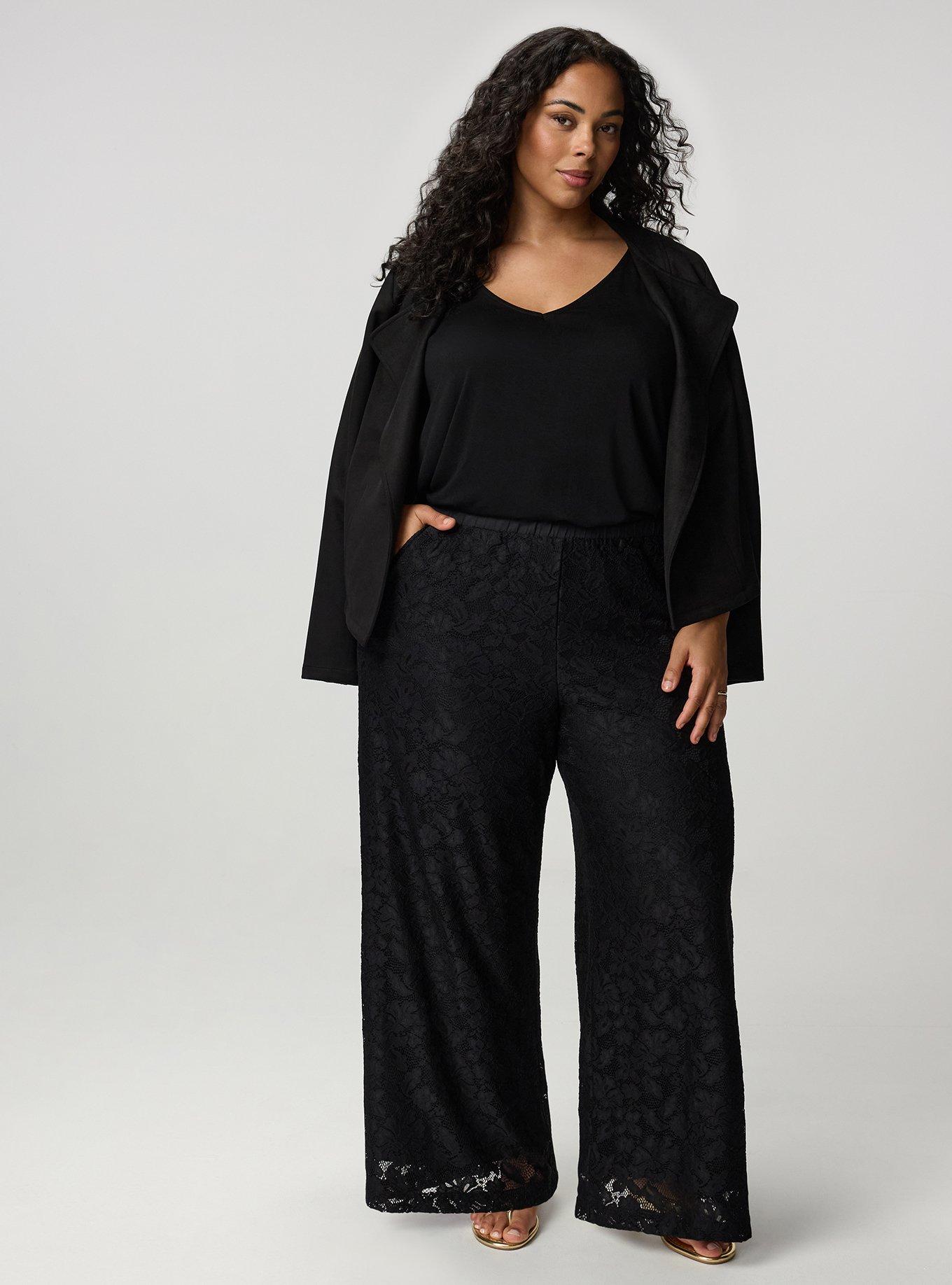 Pull-On High-Rise Wide-Leg Lace Pant, DEEP BLACK, hi-res