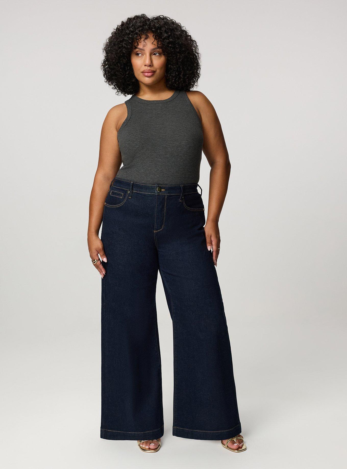 Plus Size Studio Premium High-Rise Wide-Leg Jean, RINSE, alternate