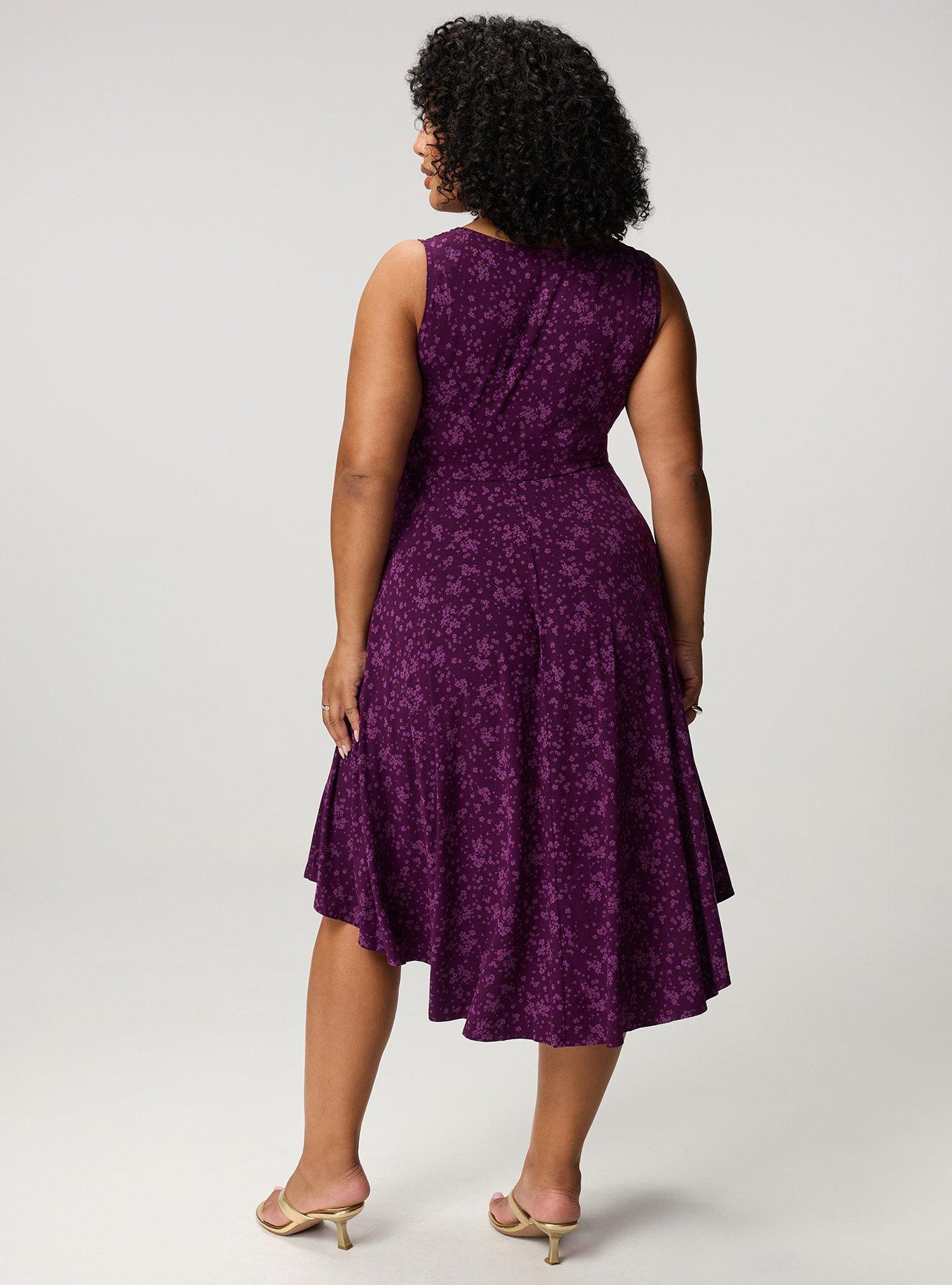 Shirred Front Super Soft Midi Dress, DUSTED DITSY FLORAL PLUM, alternate