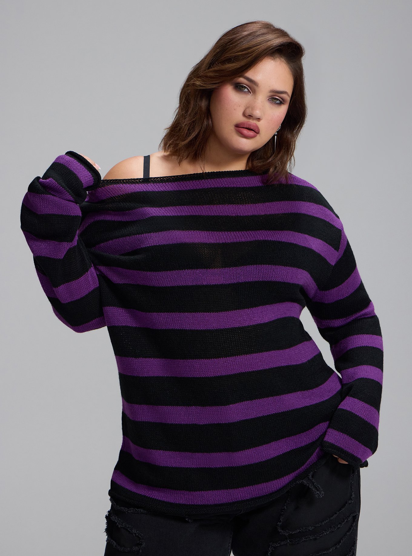 Plus Size - Nightfall Drop Shoulder Boatneck Sweater - Torrid