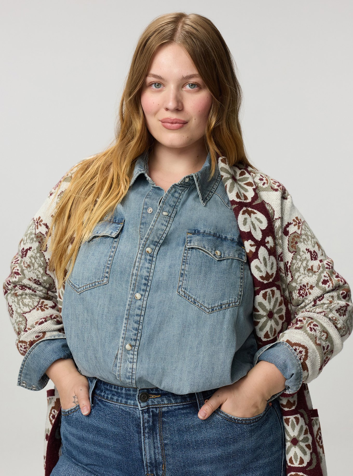 Festi Western Denim Shacket, GHOST TOWN, alternate