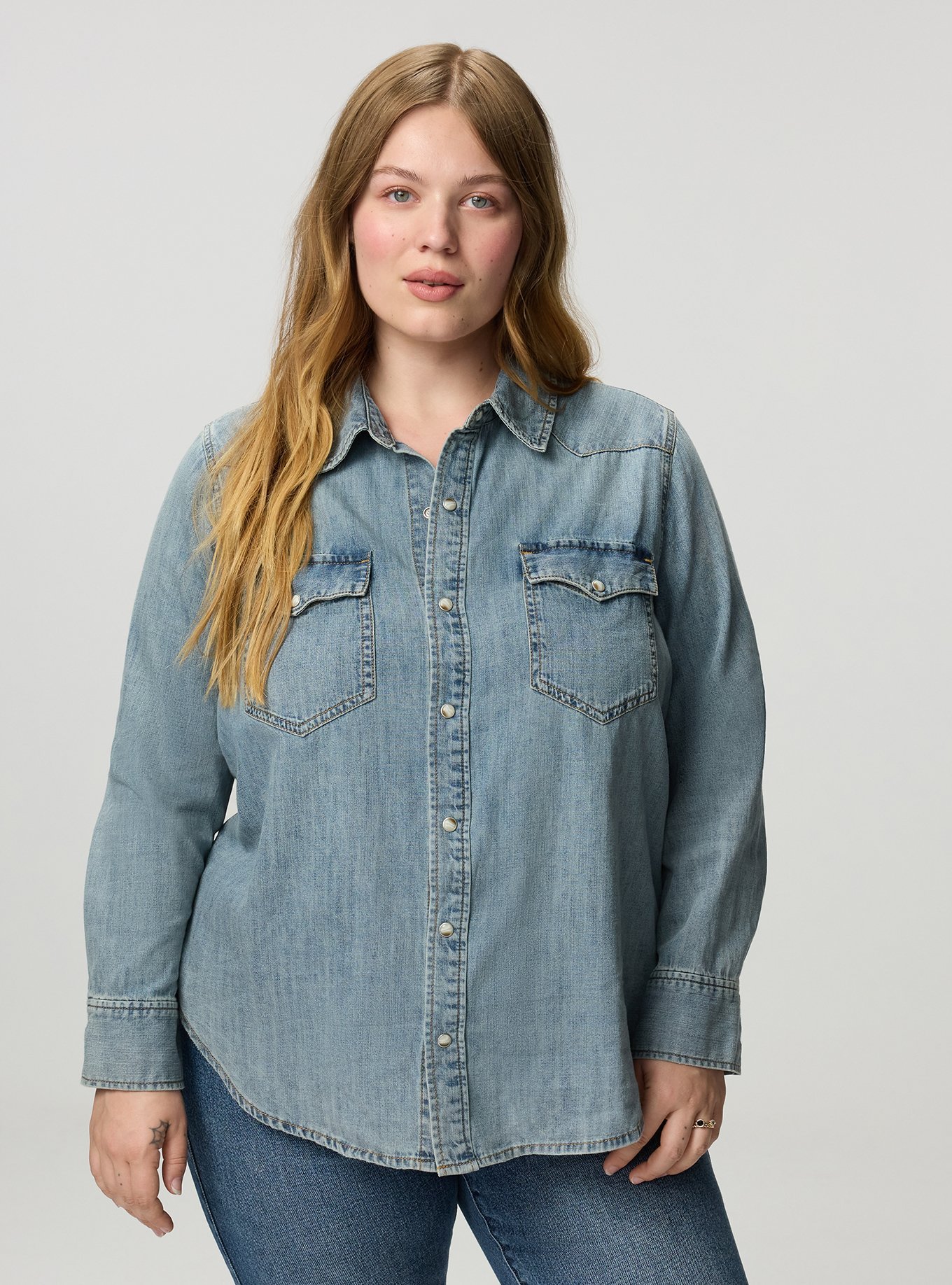 Festi Western Denim Shacket, GHOST TOWN, hi-res