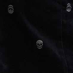 Plus Size Nightfall Embroidered Velour Blazer, MINI SKULLS DEEP BLACK, swatch