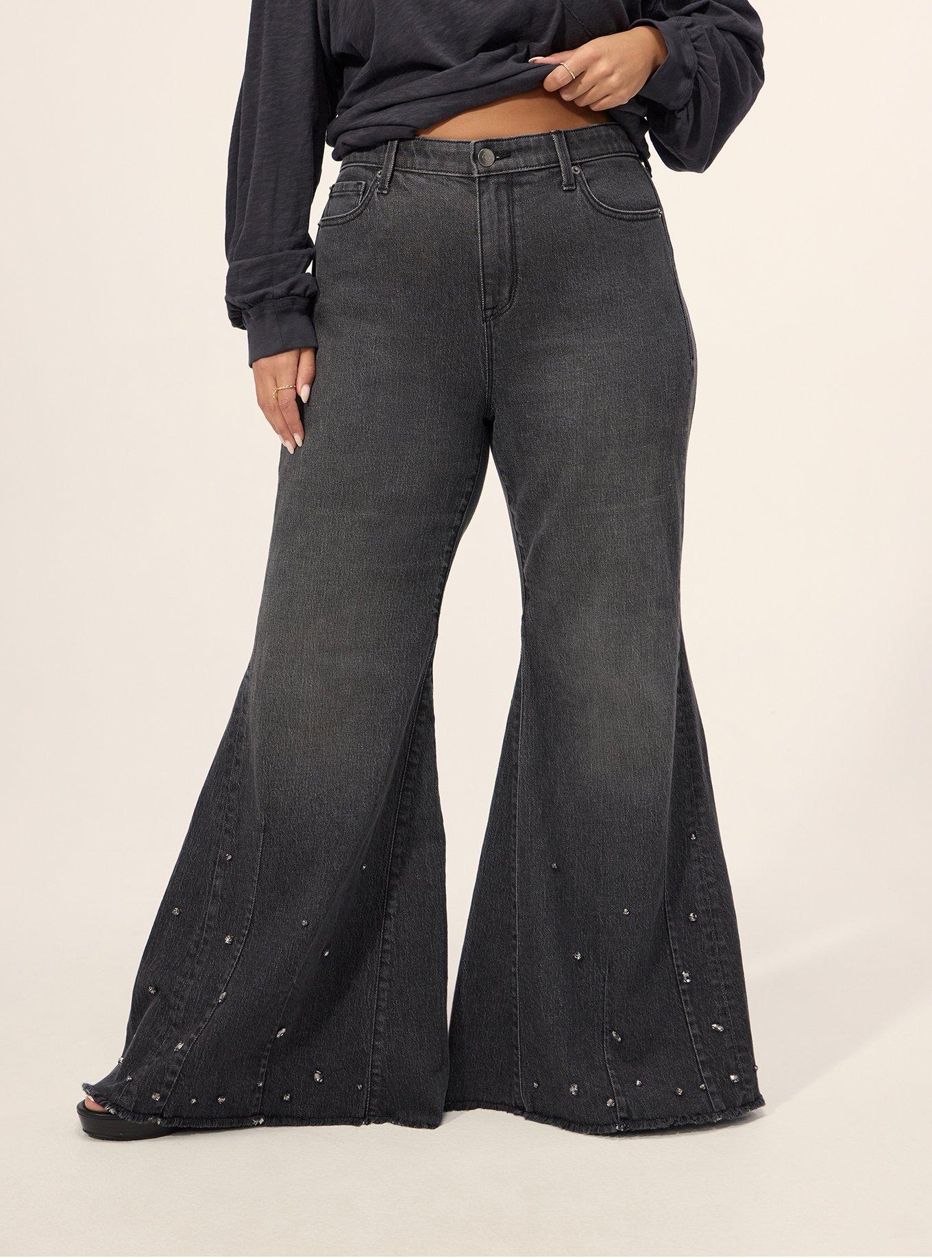 Festi Sky High Super Flare Rhinestone Jean, COAL MINE, alternate