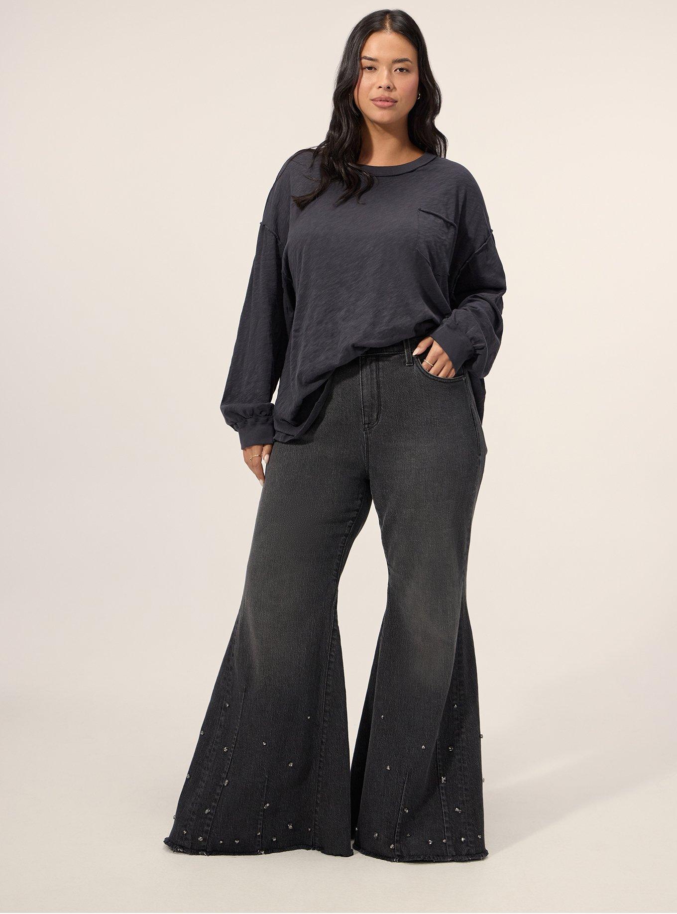 Festi Sky High Super Flare Rhinestone Jean, COAL MINE, alternate