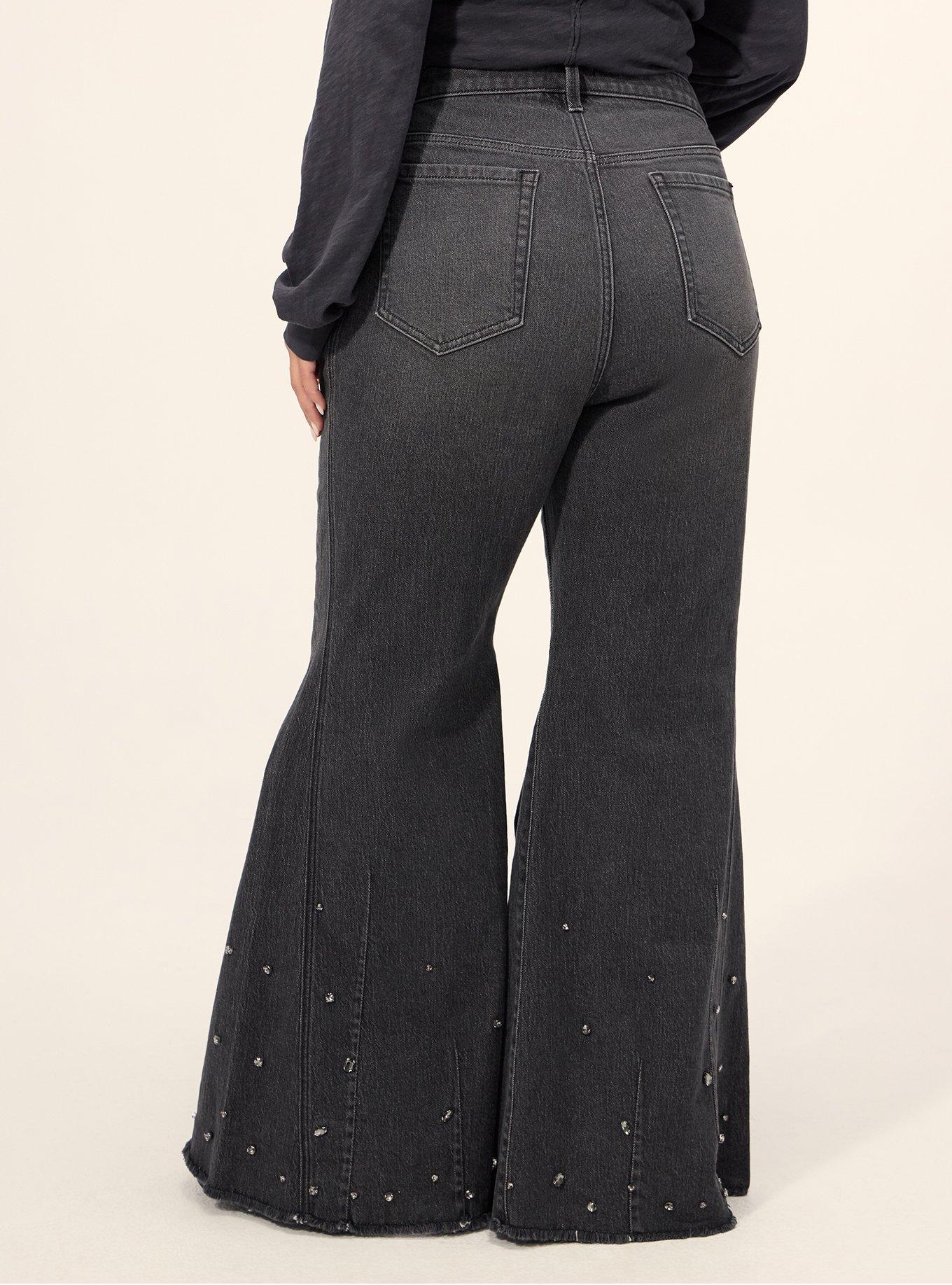 Festi Sky High Super Flare Rhinestone Jean, COAL MINE, alternate