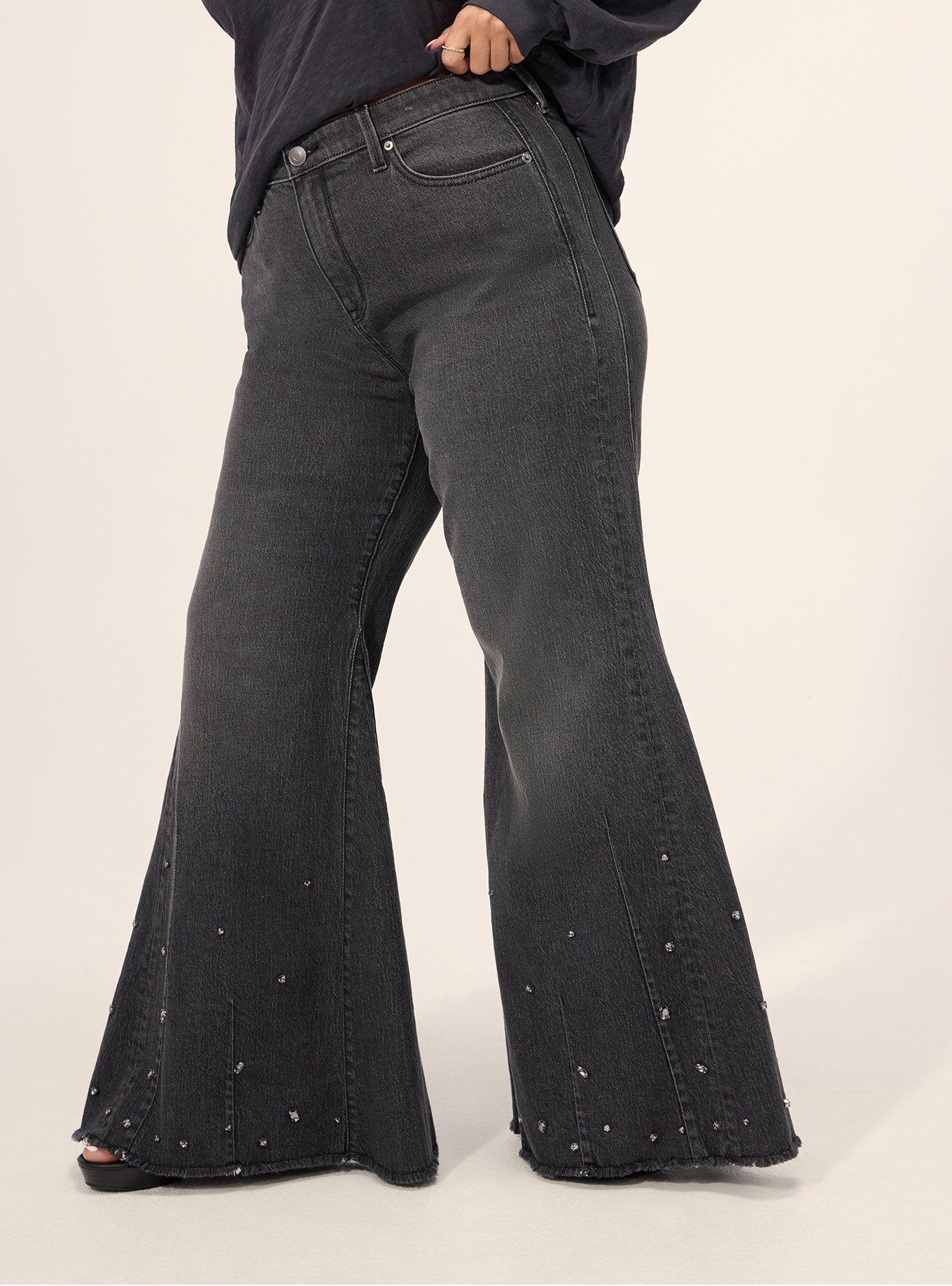 Festi Sky High Super Flare Rhinestone Jean, COAL MINE, alternate