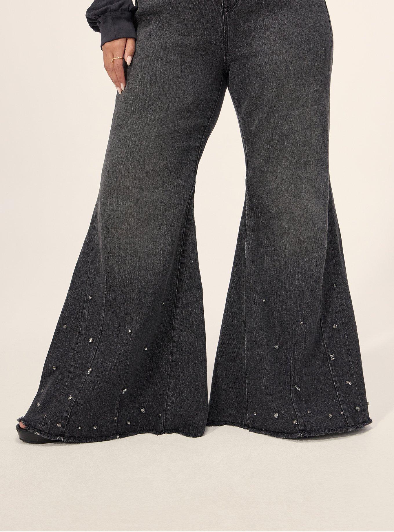 Festi Sky High Super Flare Rhinestone Jean, COAL MINE, alternate