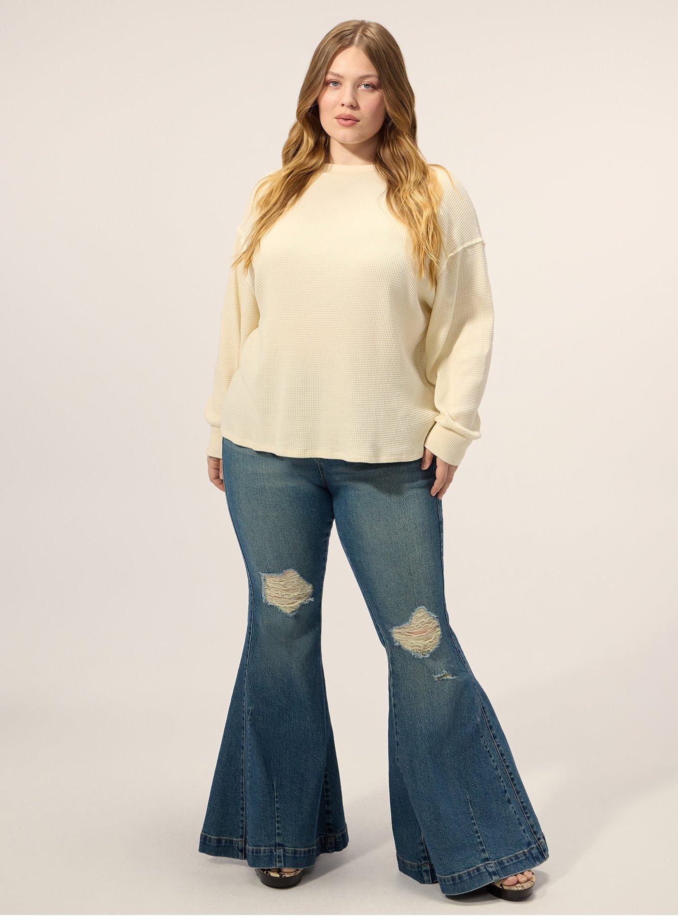 Plus Size Festi Reversible Ruched Waffle Crop Top, SEEDPEARL, alternate