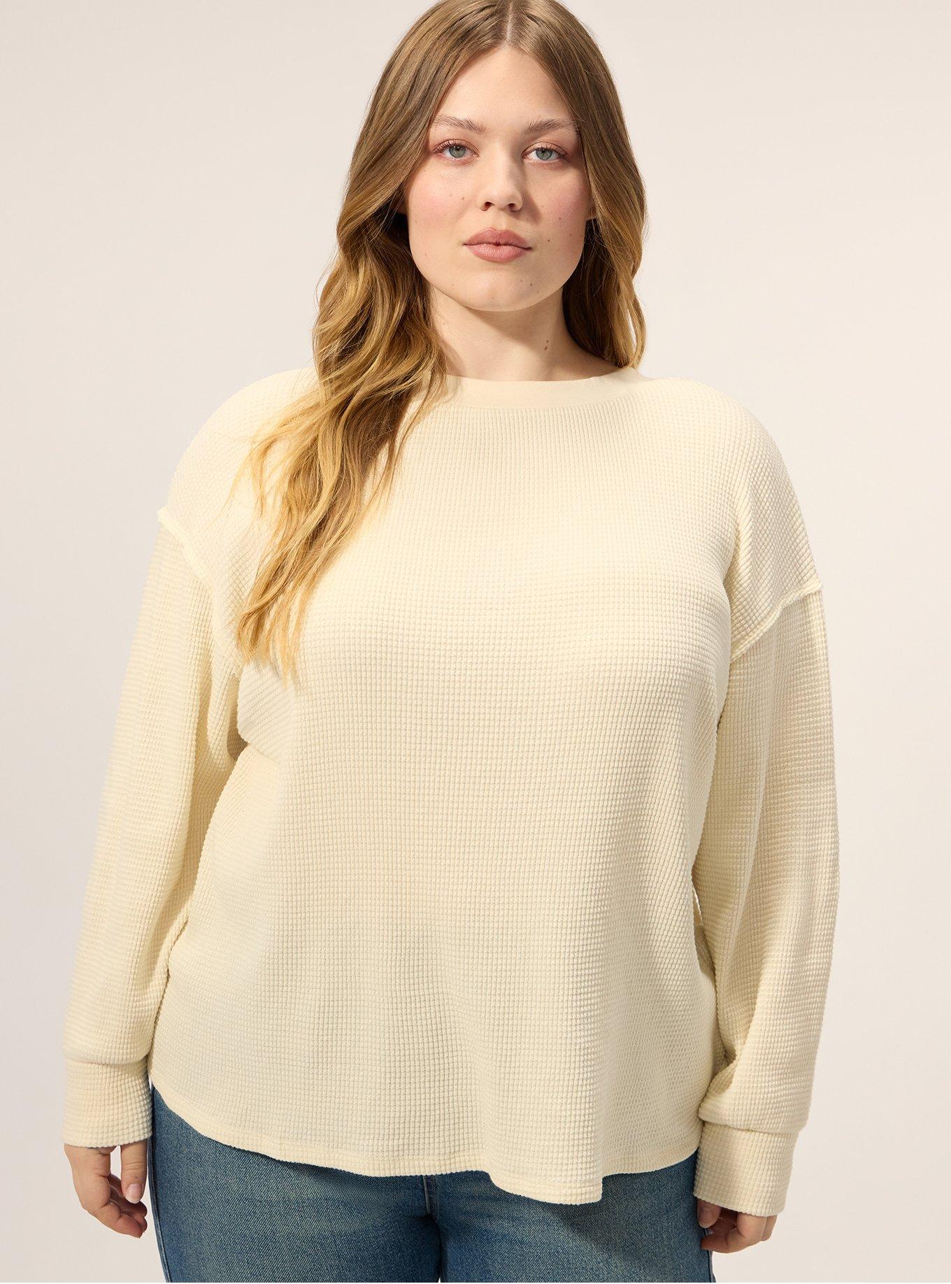 Plus Size Festi Reversible Ruched Waffle Crop Top, SEEDPEARL, hi-res