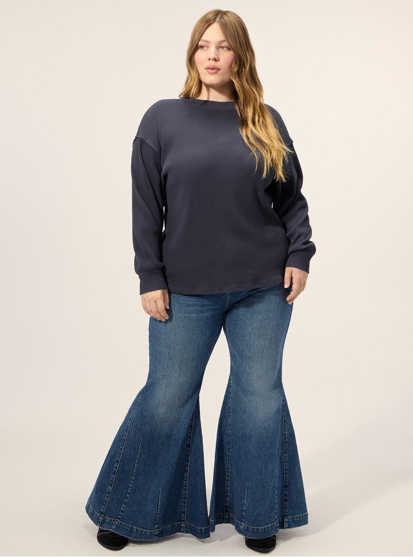 Plus Size Festi Reversible Ruched Waffle Crop Top, GRAPHITE, alternate
