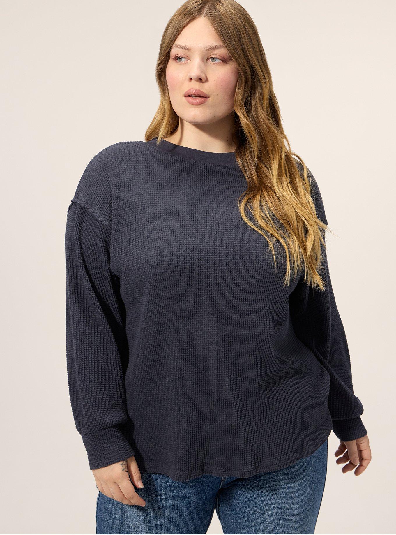 Plus Size Festi Reversible Ruched Waffle Crop Top, GRAPHITE, hi-res