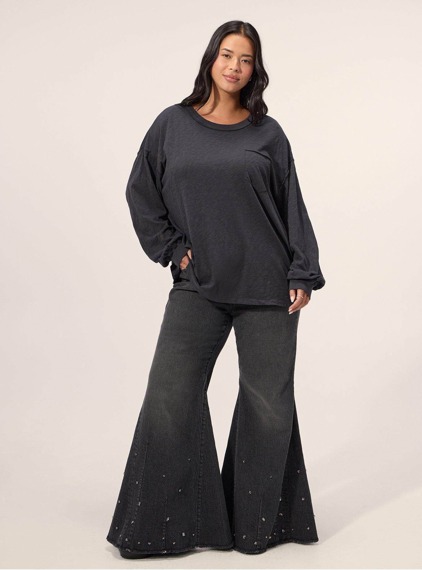 Festi Oversized Long Sleeve Pocket Tee, PHANTOM, alternate