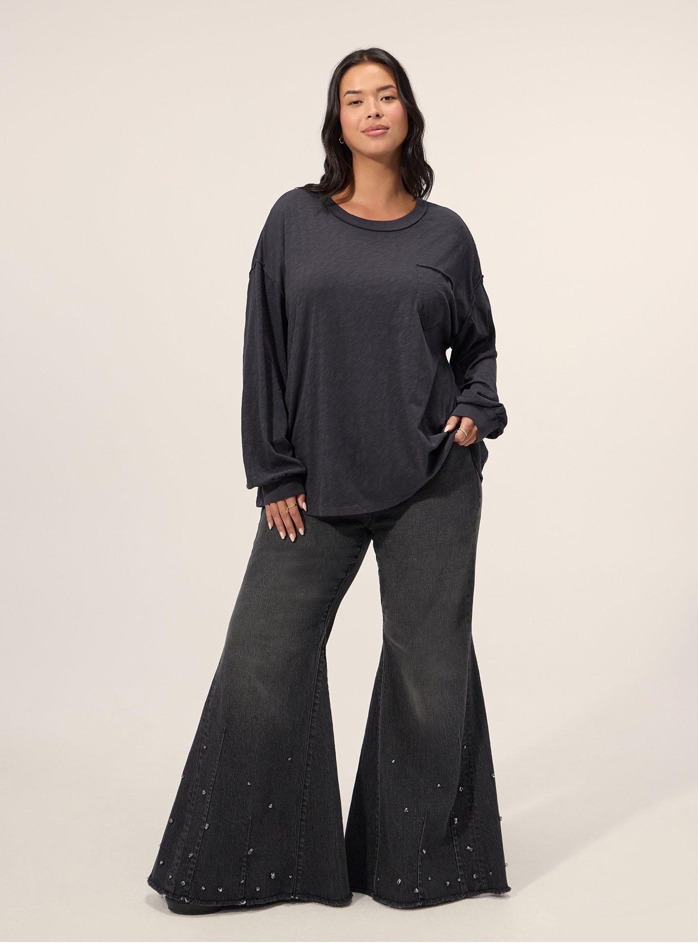 Festi Oversized Long Sleeve Pocket Tee, PHANTOM, alternate