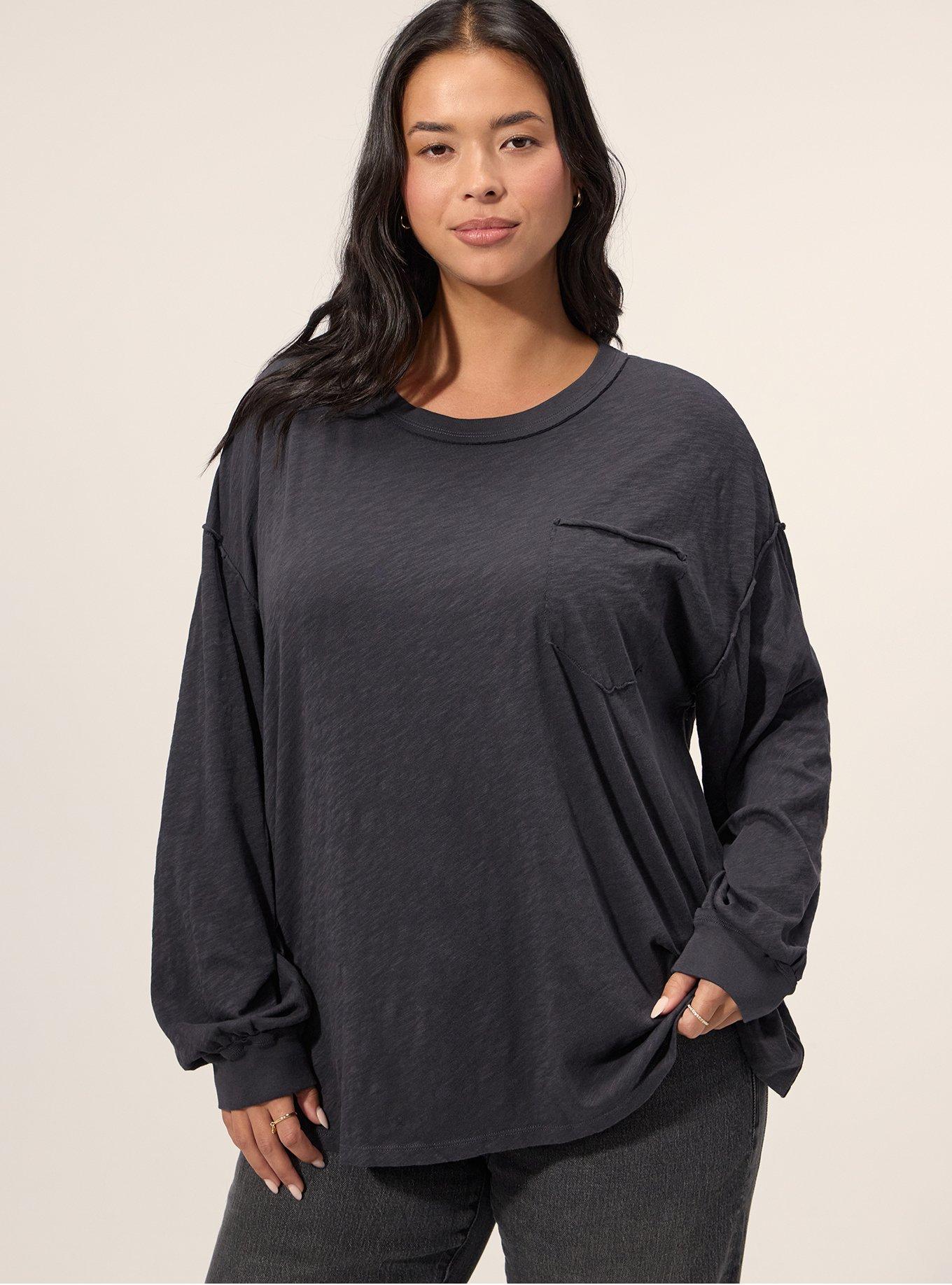 Festi Oversized Long Sleeve Pocket Tee, PHANTOM, hi-res