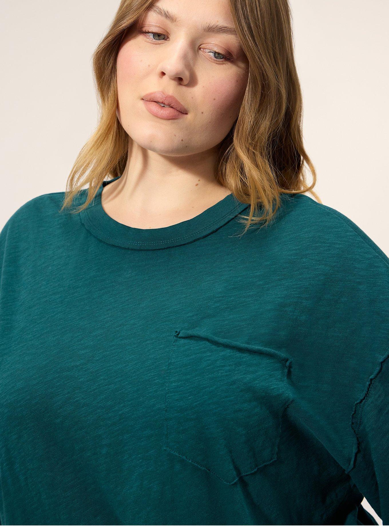Festi Oversized Long Sleeve Pocket Tee, DARK SEA, alternate