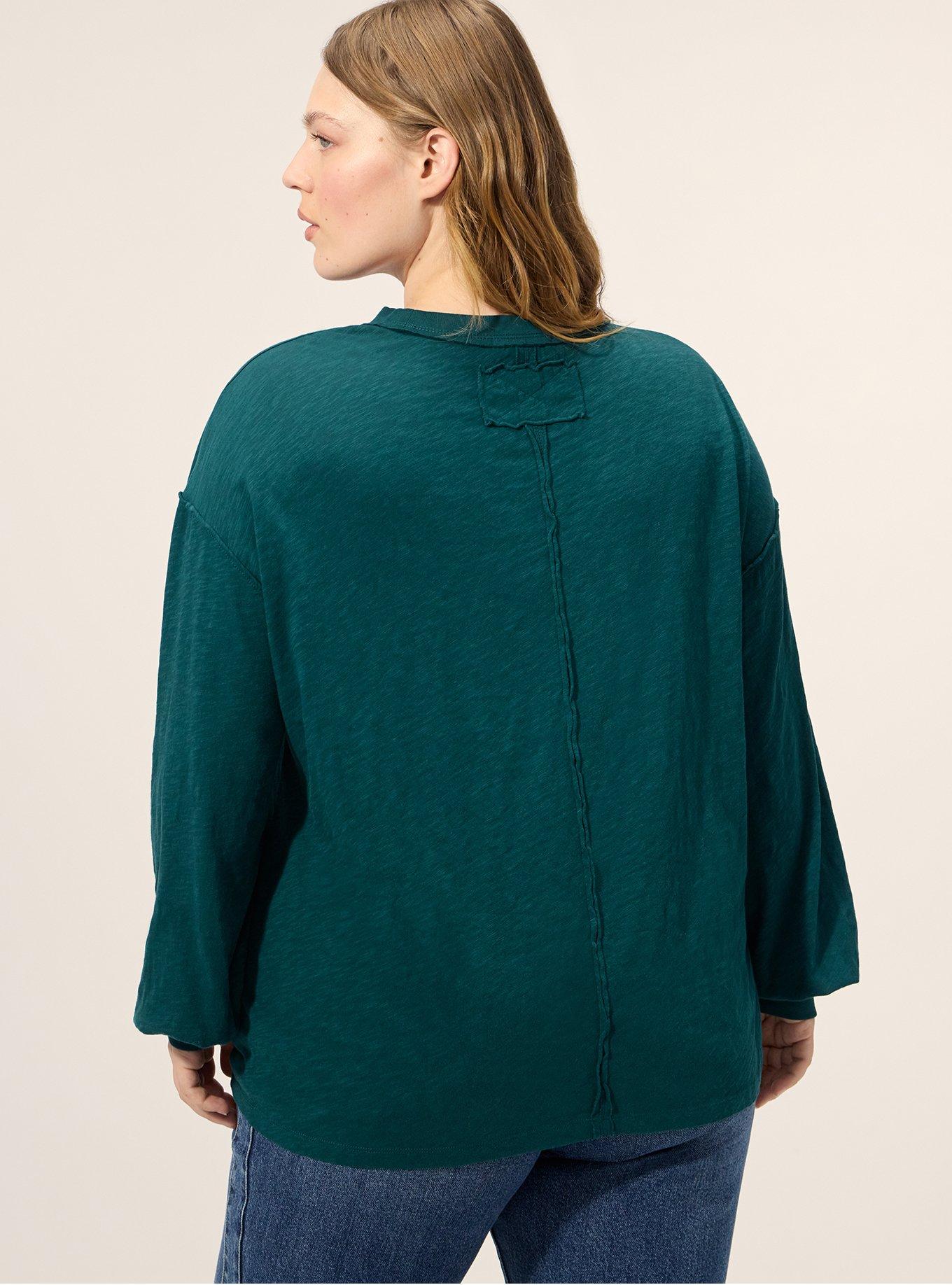 Festi Oversized Long Sleeve Pocket Tee, DARK SEA, alternate