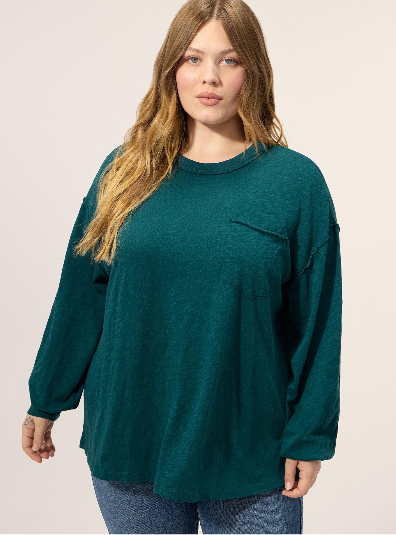 Festi Oversized Long Sleeve Pocket Tee, DARK SEA, hi-res