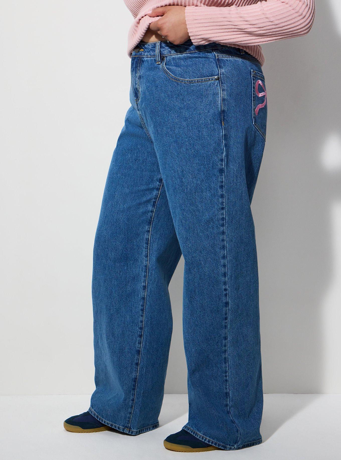 Plus Size LoveSick Low-Rise Ultra Loose Jean with Embroidery, MEDIUM WASH, alternate
