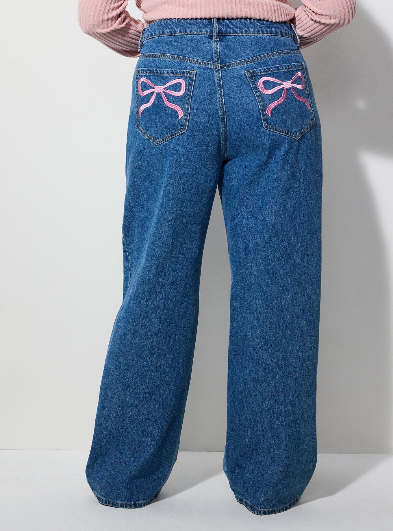 Plus Size LoveSick Low-Rise Ultra Loose Jean with Embroidery, MEDIUM WASH, alternate