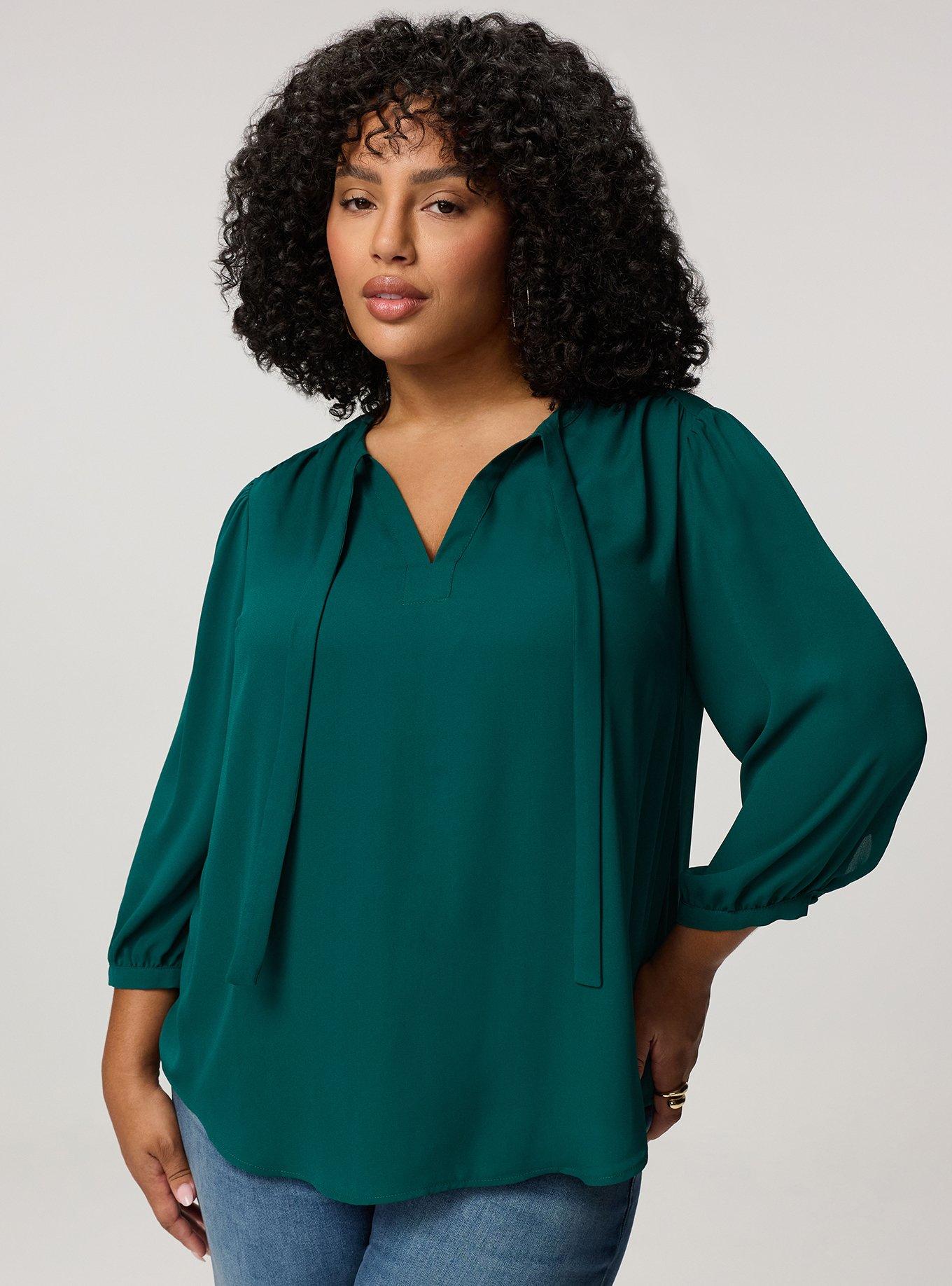 Georgette Tie Blouse, BOTANICAL GARDEN, hi-res