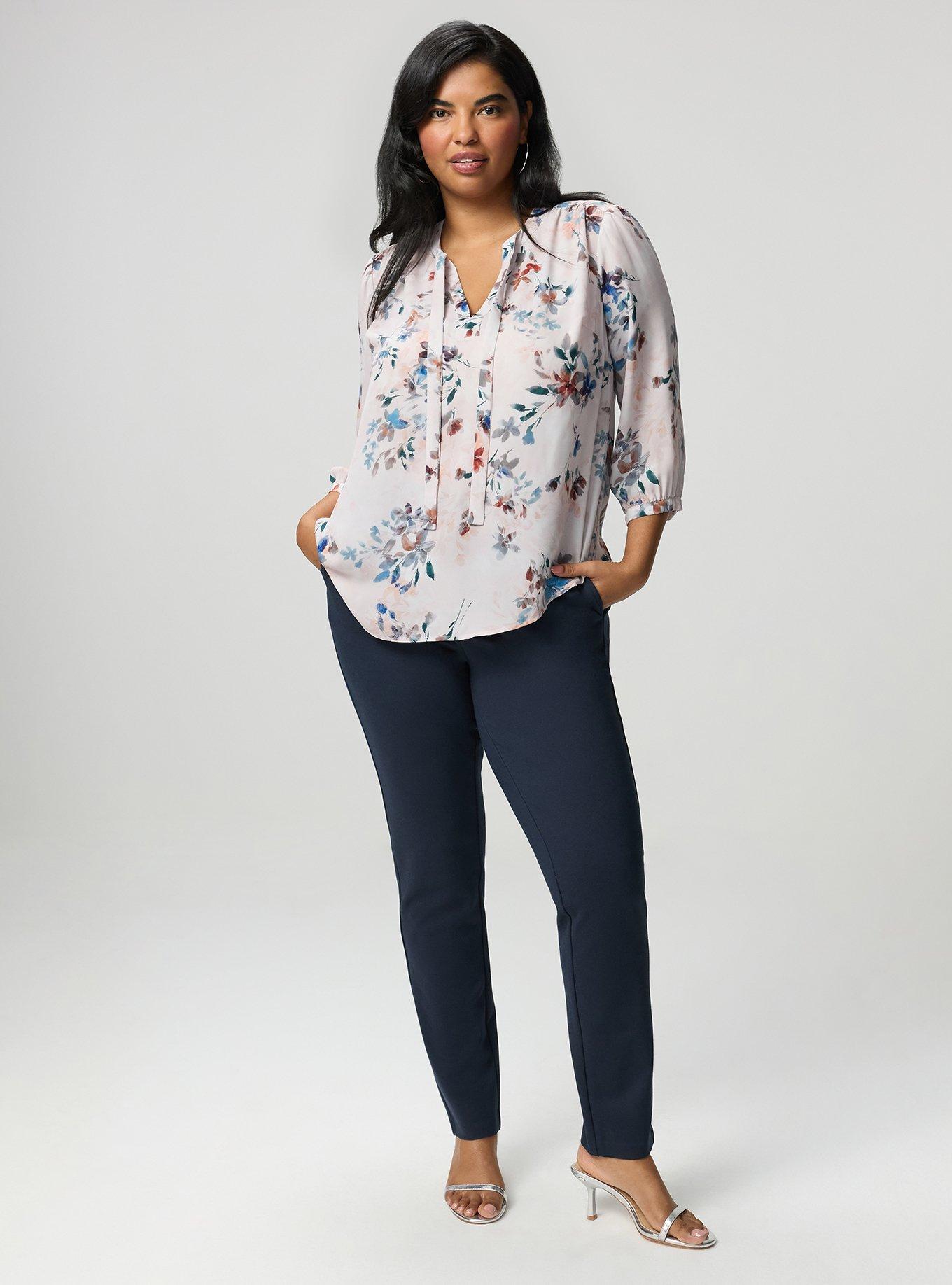 Georgette Tie Blouse, GABLE FLORAL IVORY, alternate