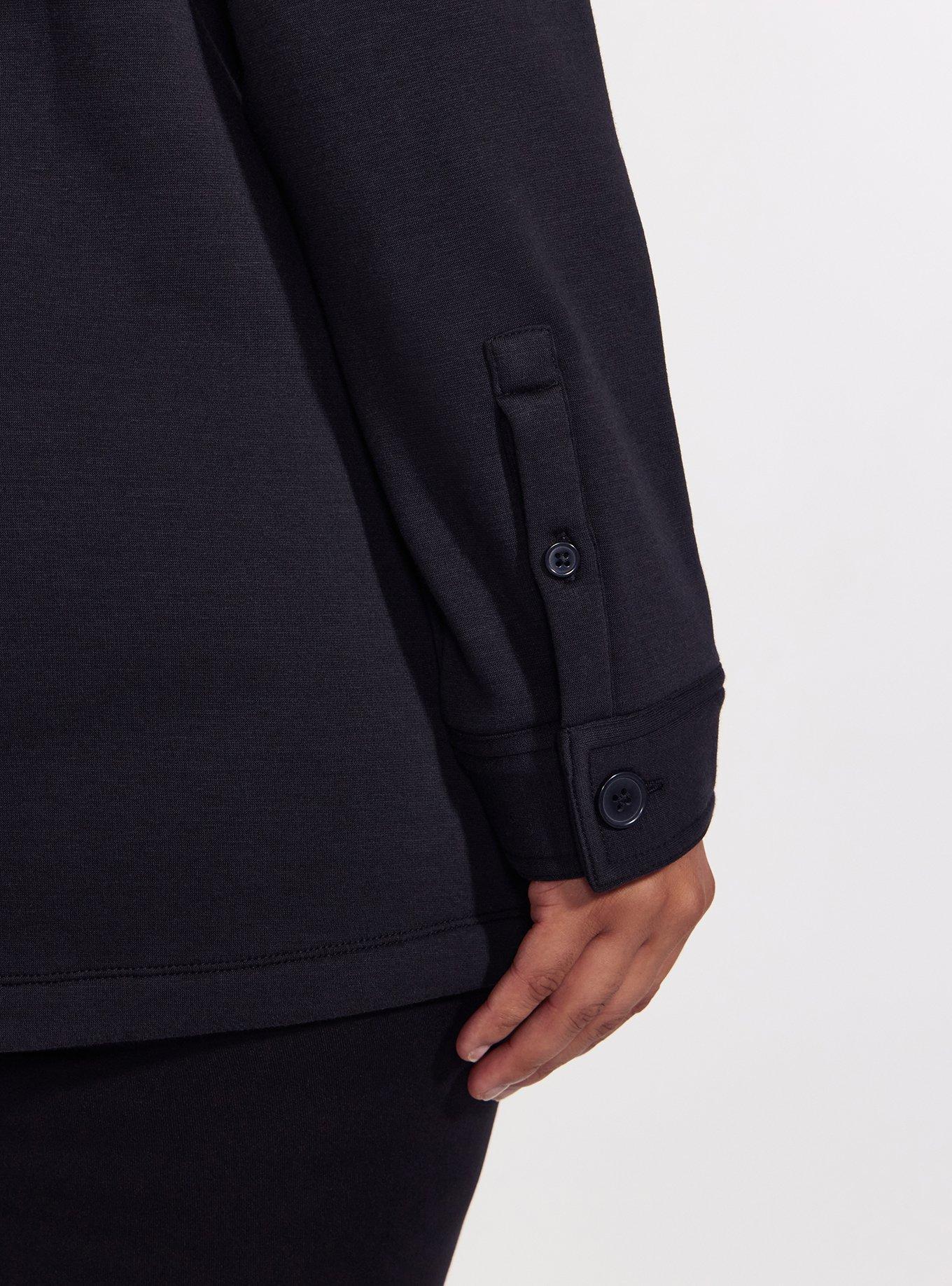 TRU Brushed Fleece Active Hooded Shacket, DEEP BLACK, alternate