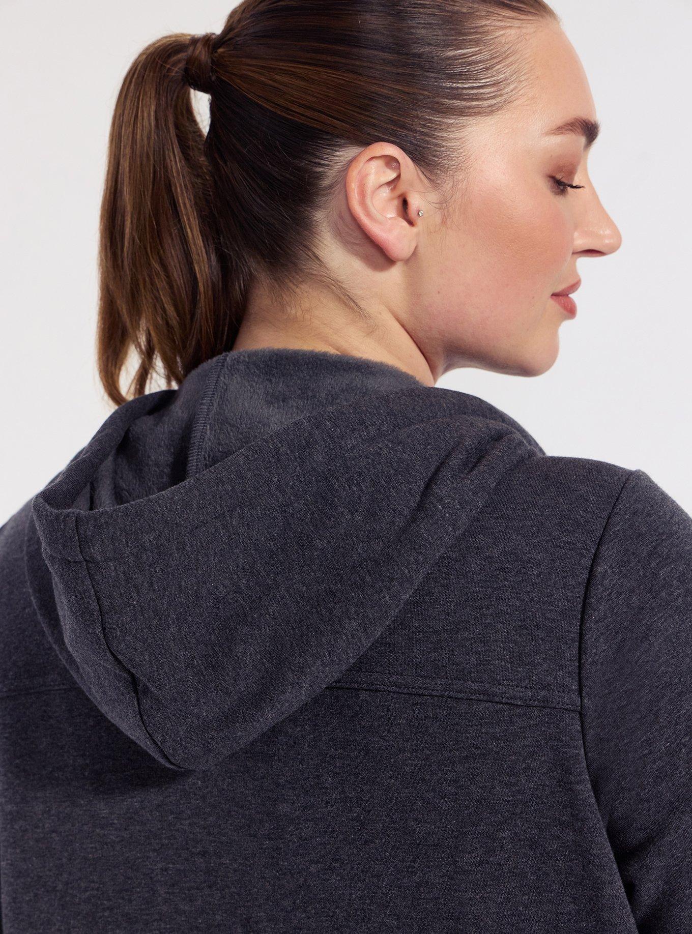 TRU Brushed Fleece Active Hooded Shacket, CHARCOAL HEATHER, alternate