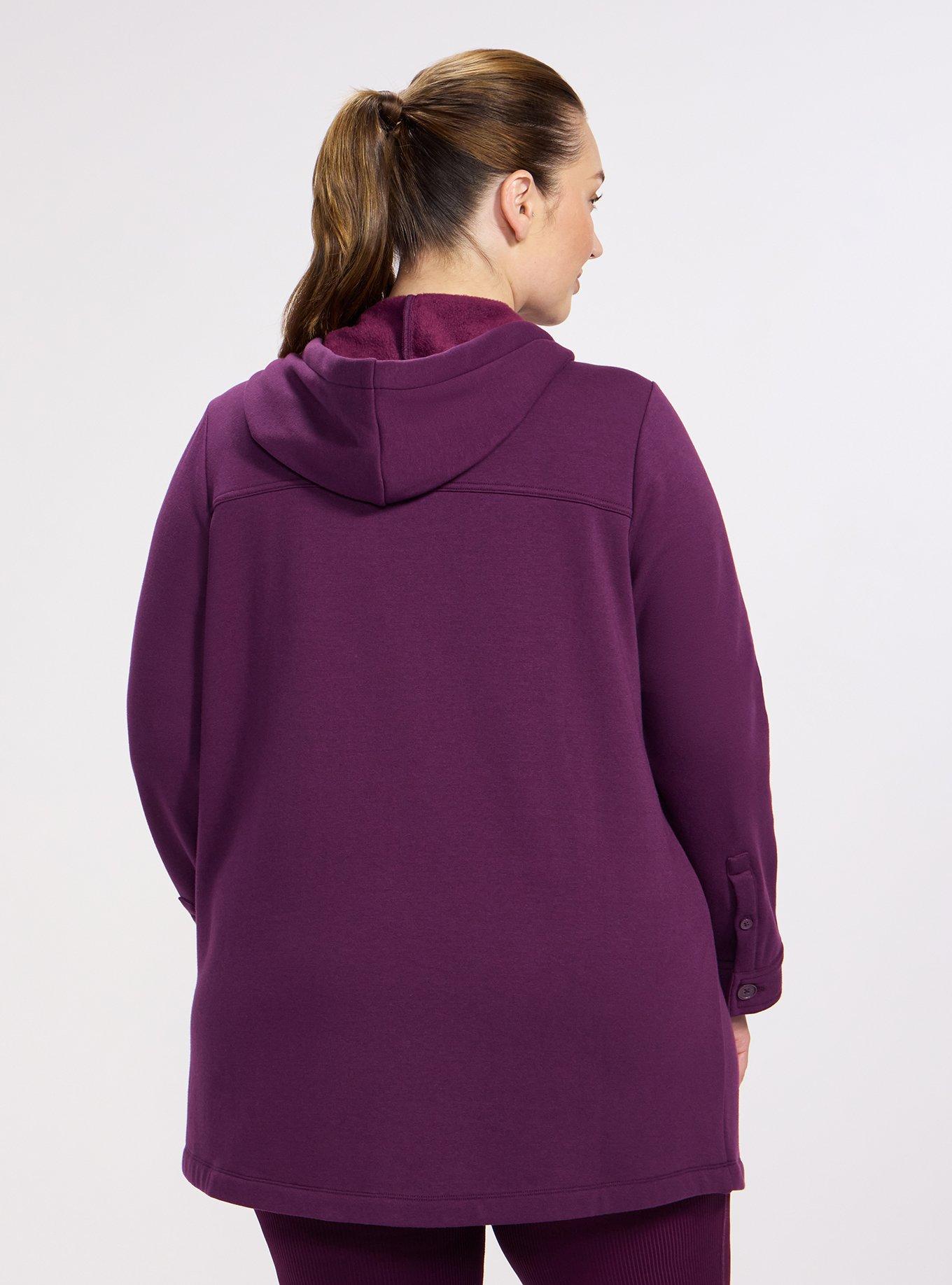 TRU Brushed Fleece Active Hooded Shacket, WINTER BLOOM, alternate