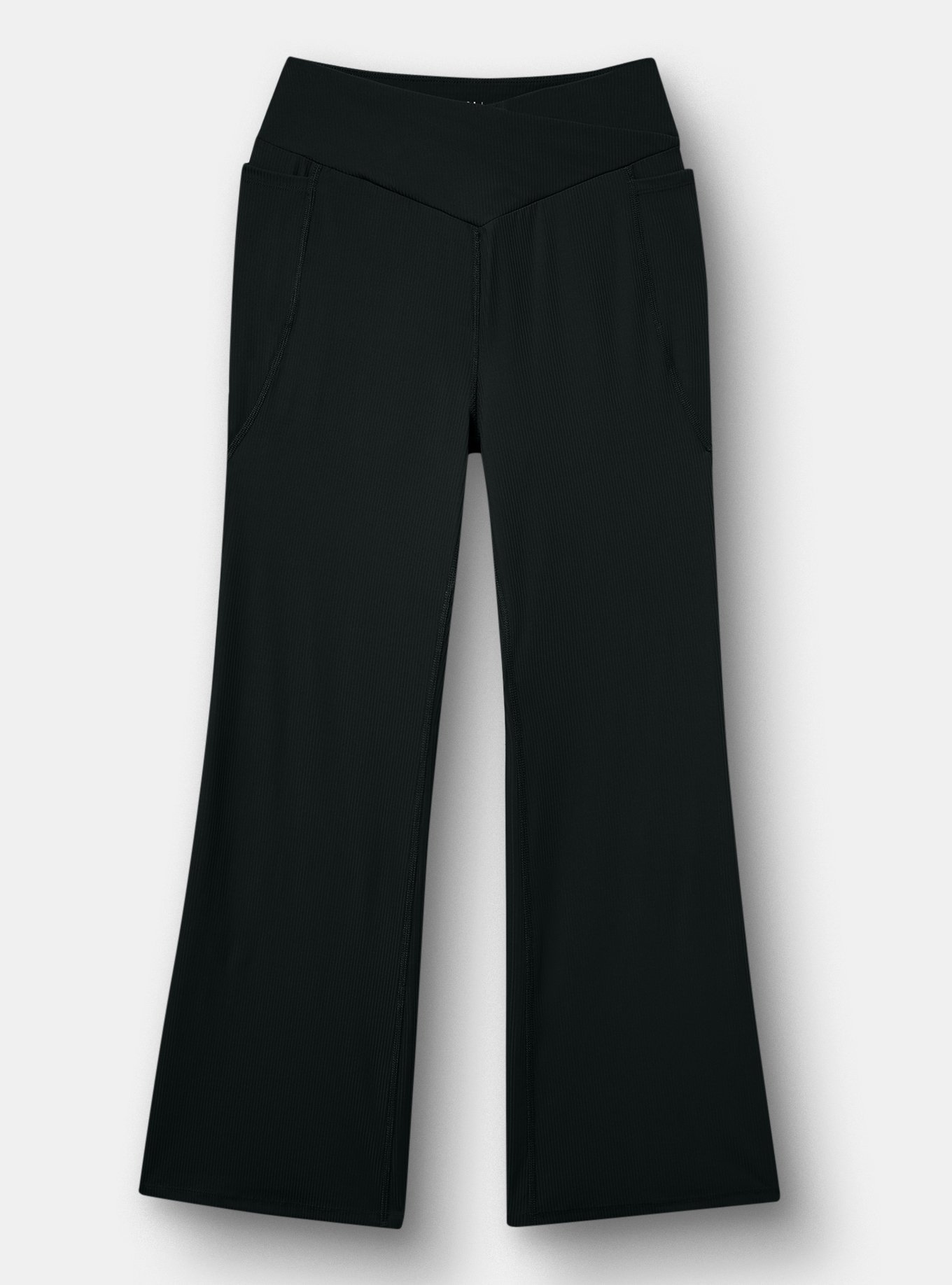 TRU Performance Rib V-Band Active Yoga Legging, DEEP BLACK, flat