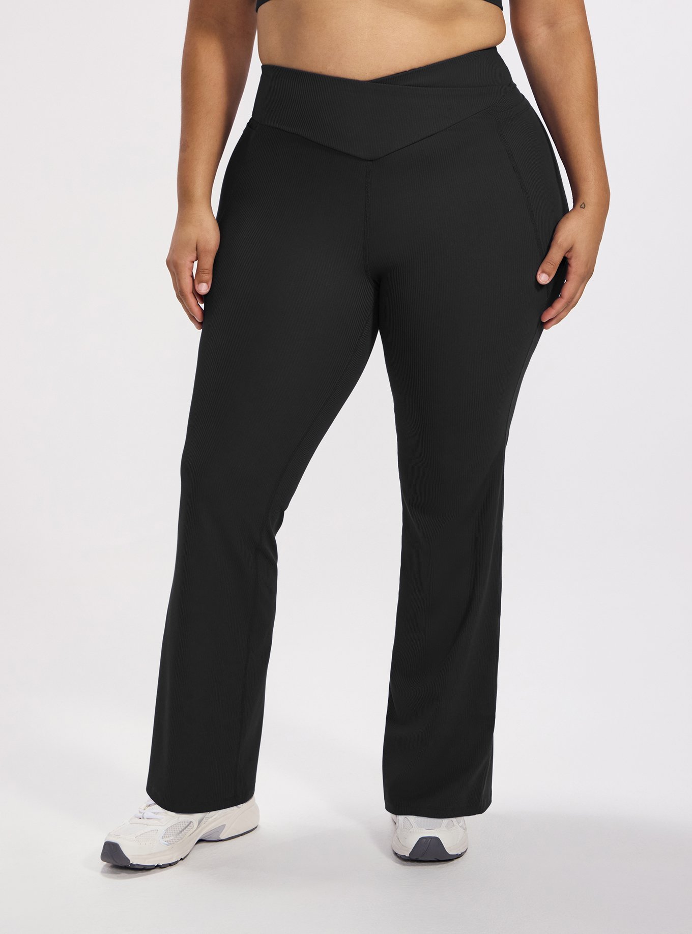 TRU Performance Rib V-Band Active Yoga Legging, DEEP BLACK, hi-res