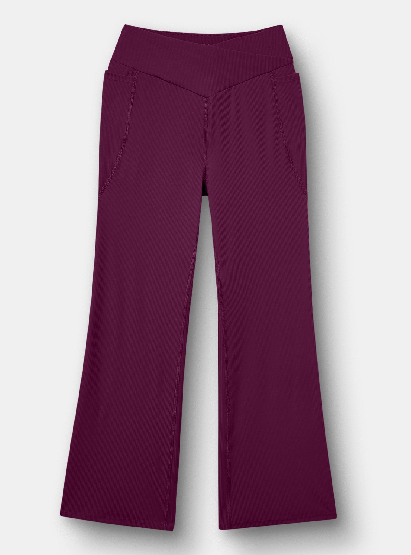 TRU Performance Rib V-Band Active Yoga Legging, WINTER BLOOM, flat