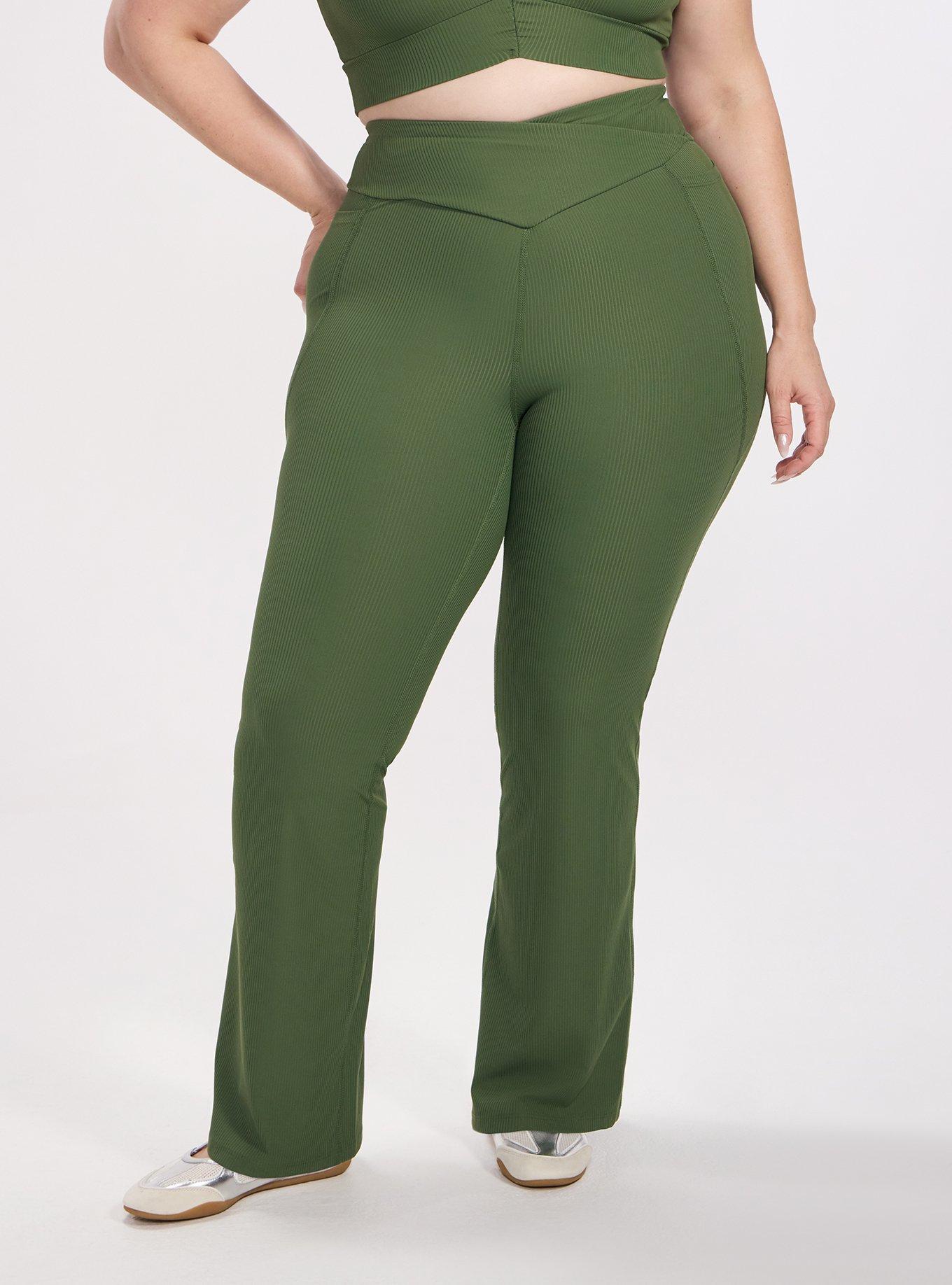 TRU Performance Rib V-Band Active Yoga Legging, BRONZE GREEN, alternate
