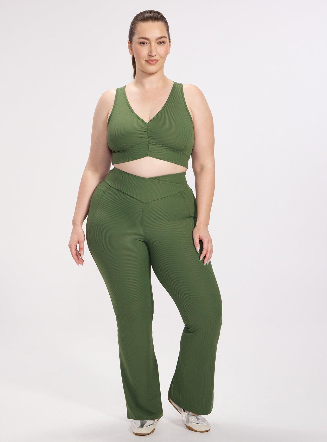 TRU Performance Rib V-Band Active Yoga Legging, BRONZE GREEN, alternate