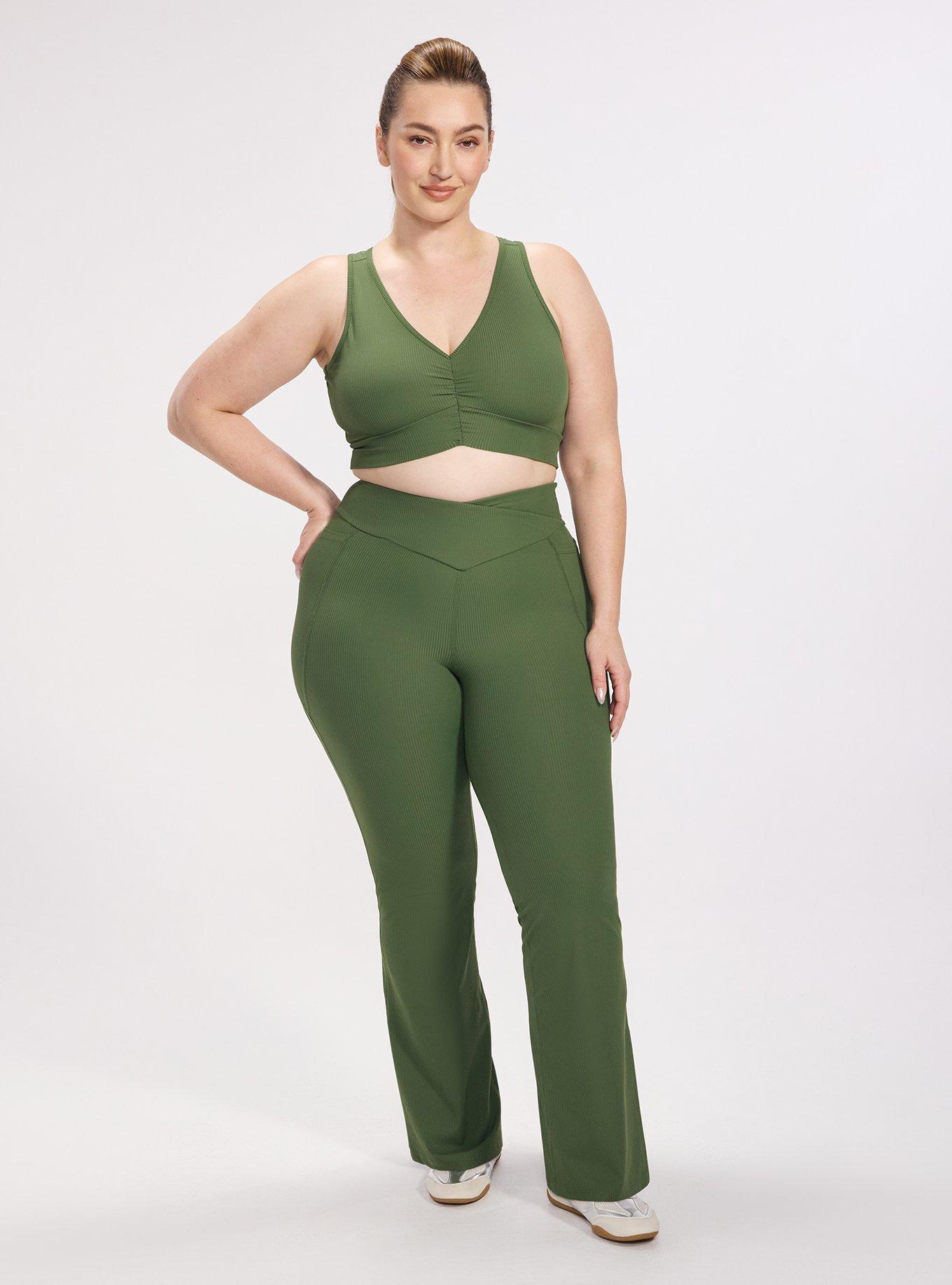 TRU Performance Rib V-Band Active Yoga Legging, BRONZE GREEN, hi-res