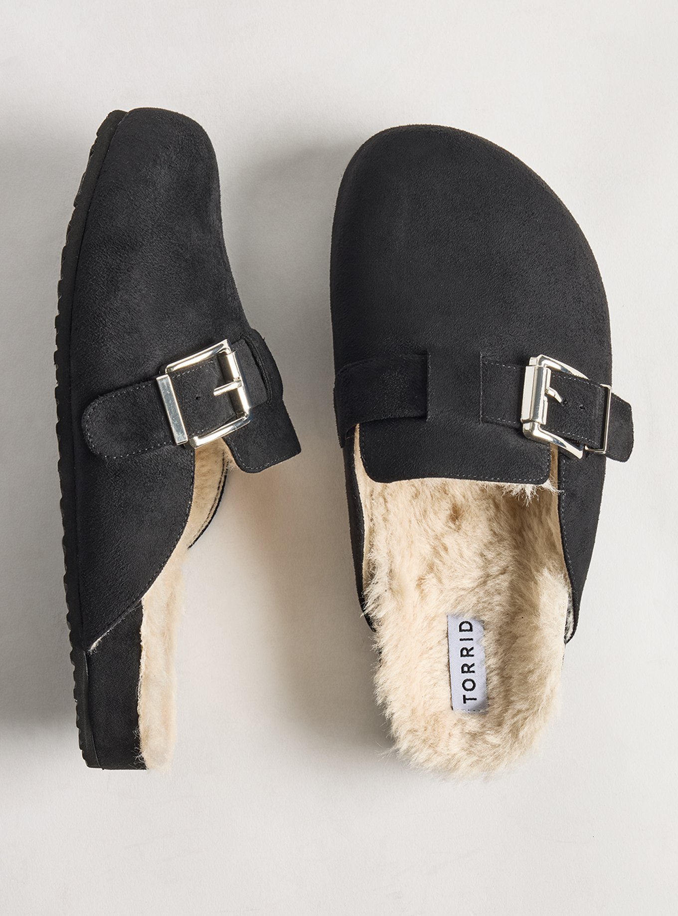 Faux Fur Lined Footbed Clog (WW), BLACK, hi-res