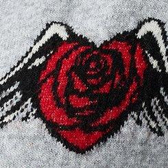 Vegan Cashmere Open Front Cardigan, HEART ROSE SKULL MED HEATHER GREY, swatch