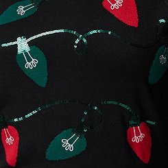 Cotton Cashmere Crew Sweater, FUN FESTIVE LIGHTS DEEP BLACK, swatch