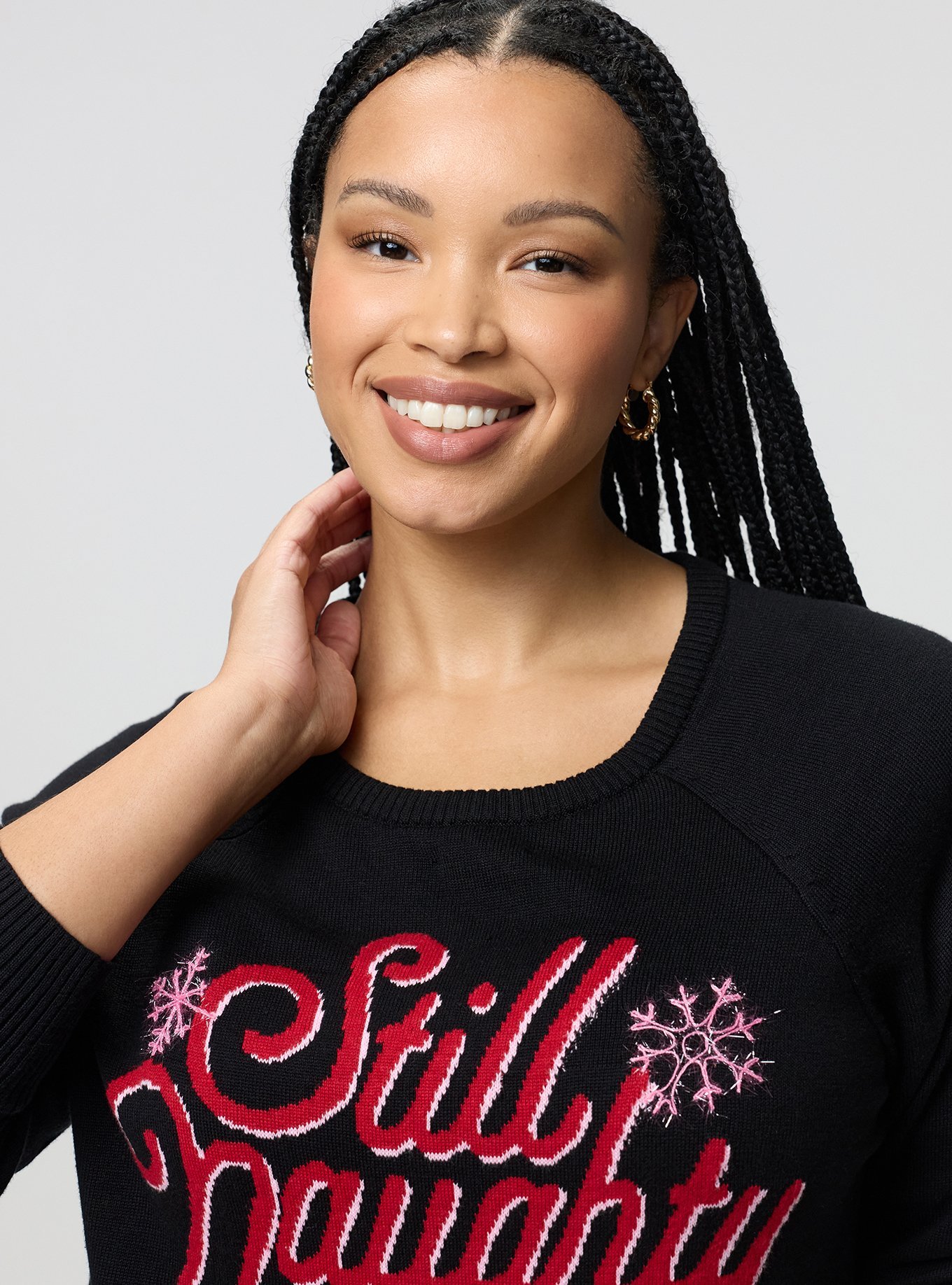 Cotton Cashmere Crew Sweater, STILL NAUGHTY DEEP BLACK, alternate
