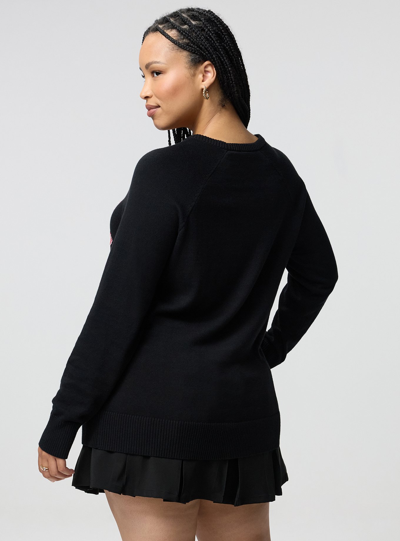 Cotton Cashmere Crew Sweater, STILL NAUGHTY DEEP BLACK, alternate